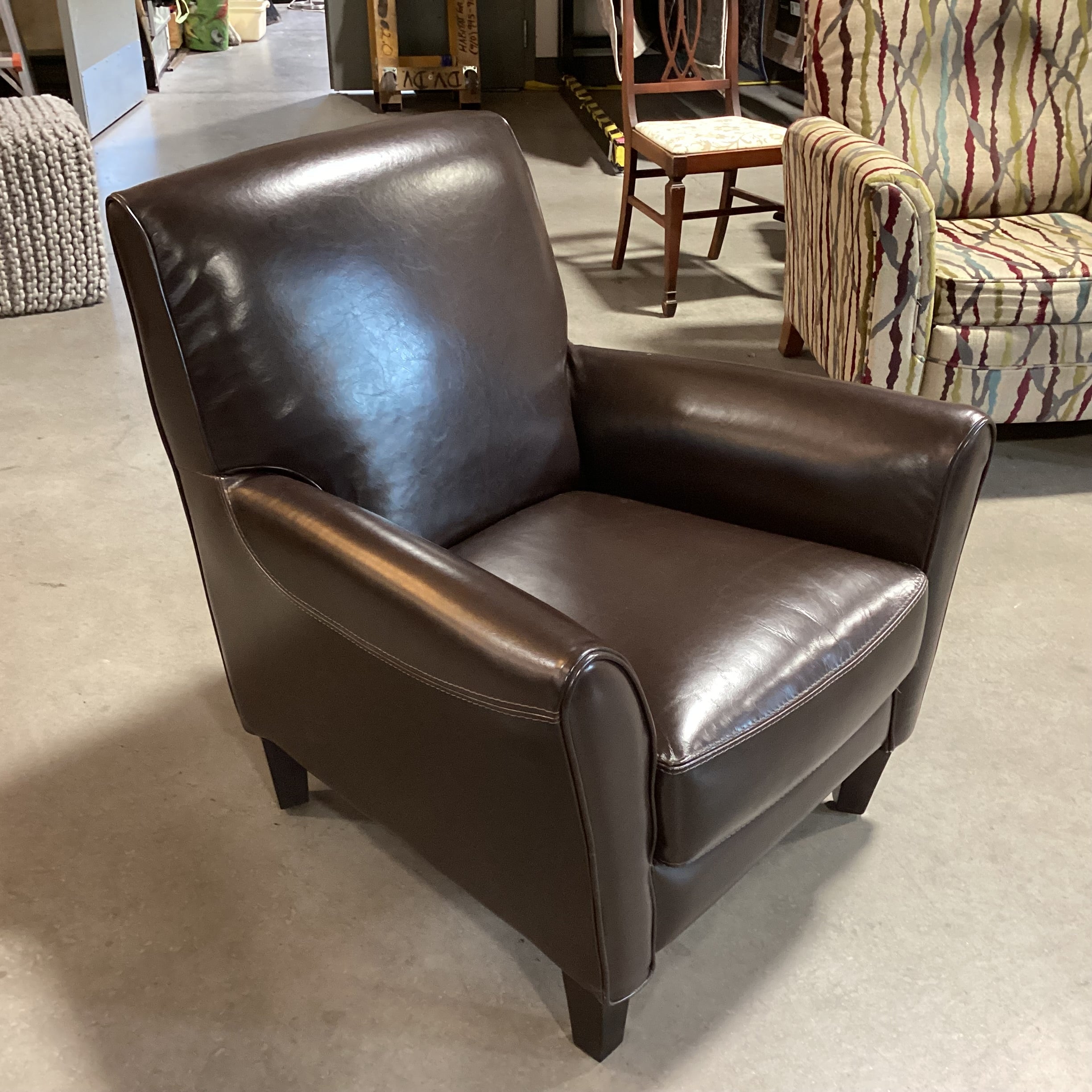 Calia Italia Brown Leather Chair 31"x 31"x 34"