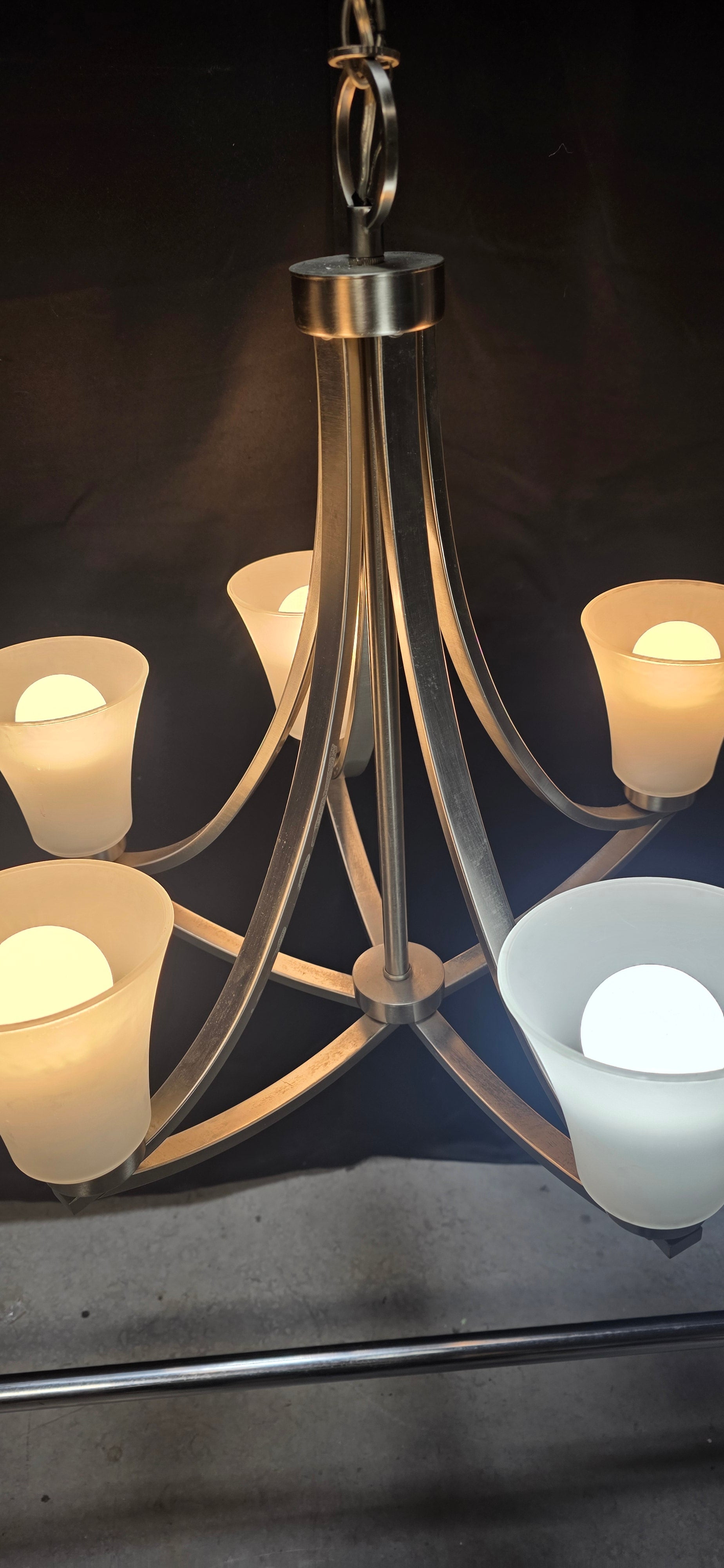 Brushed Nickel Five Light Chandelier 22"x21"