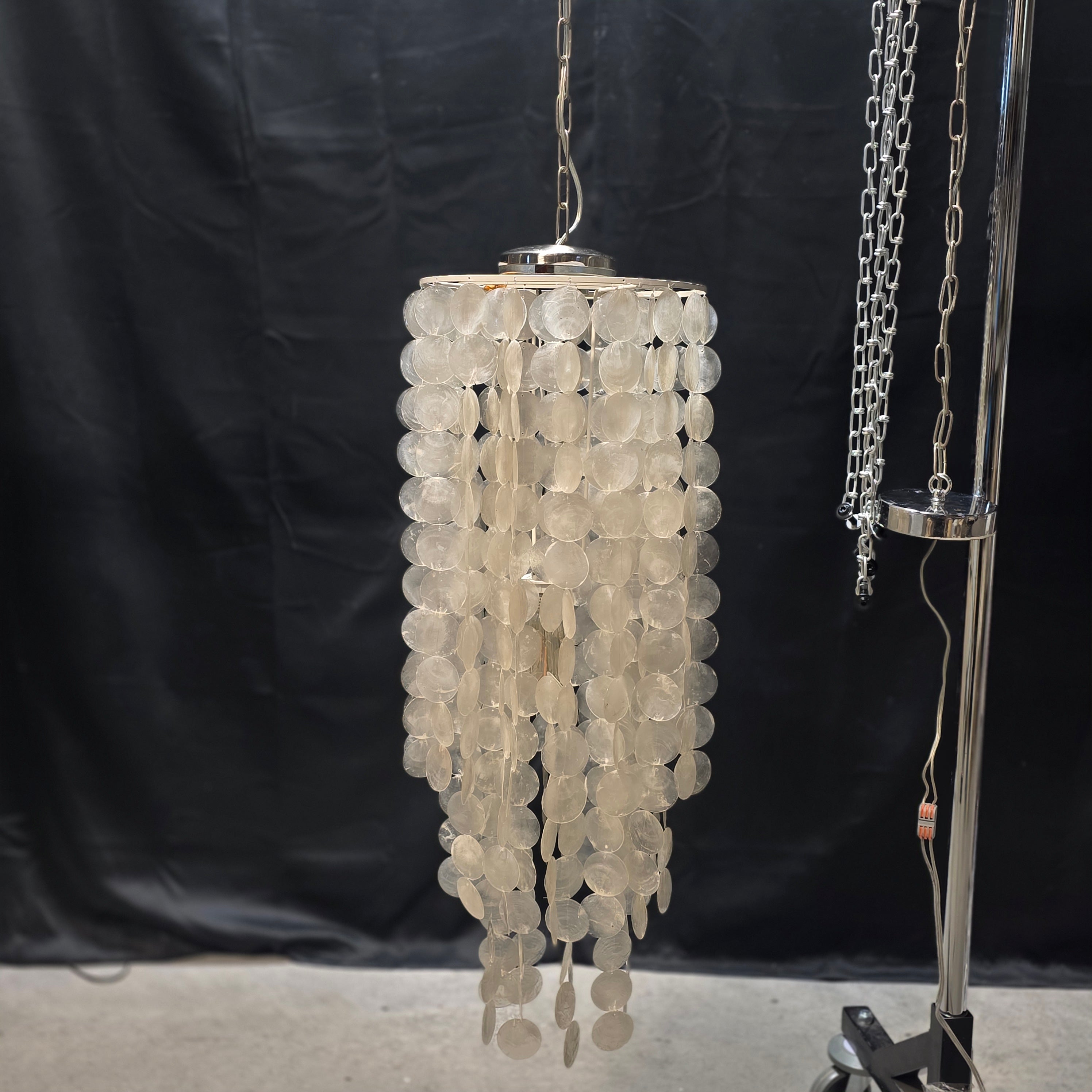 Capiz Shell Single Light Chandelier 12"Dx36"