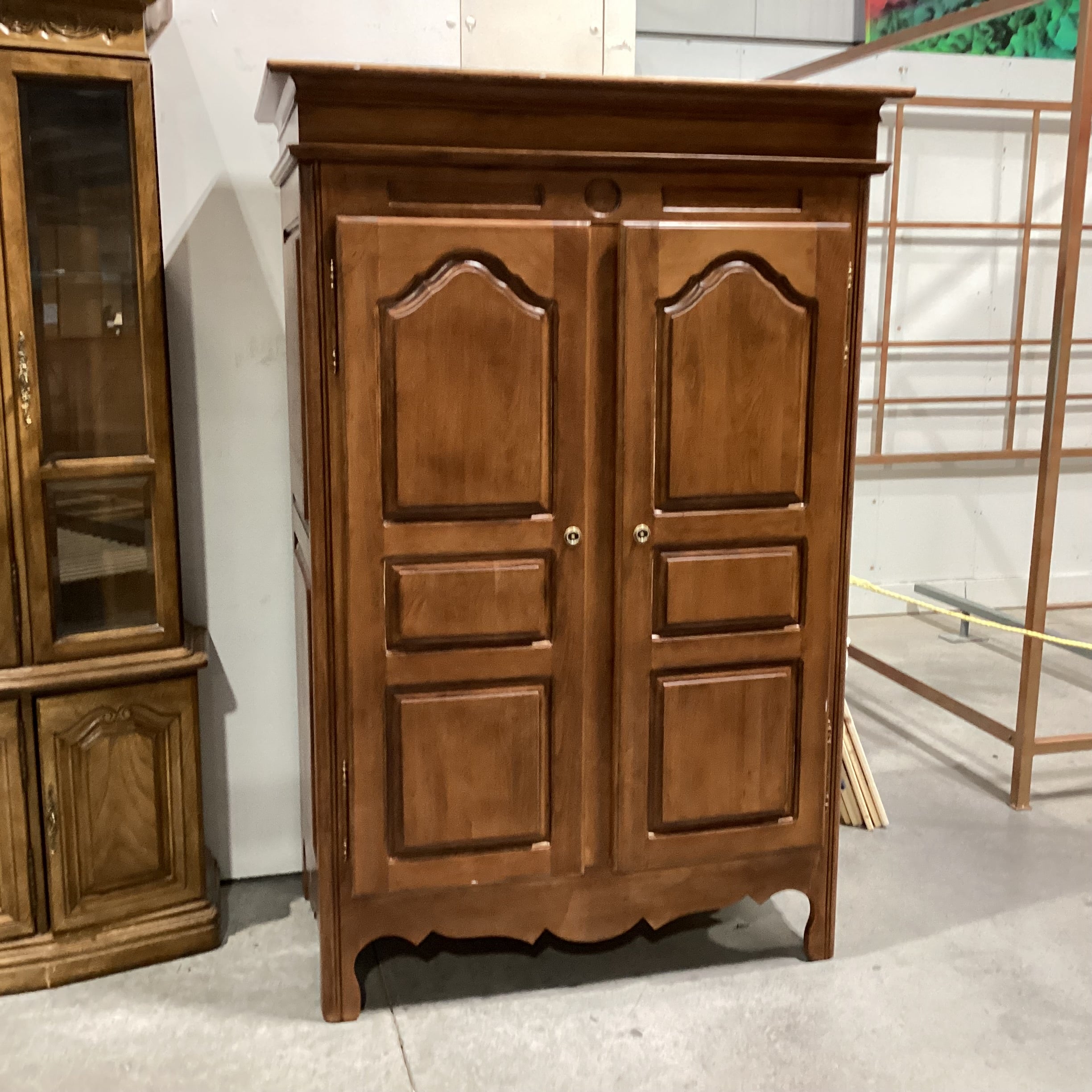 Carved Wood 2 Door with Shelves Armoire 48"x 28"x 72"