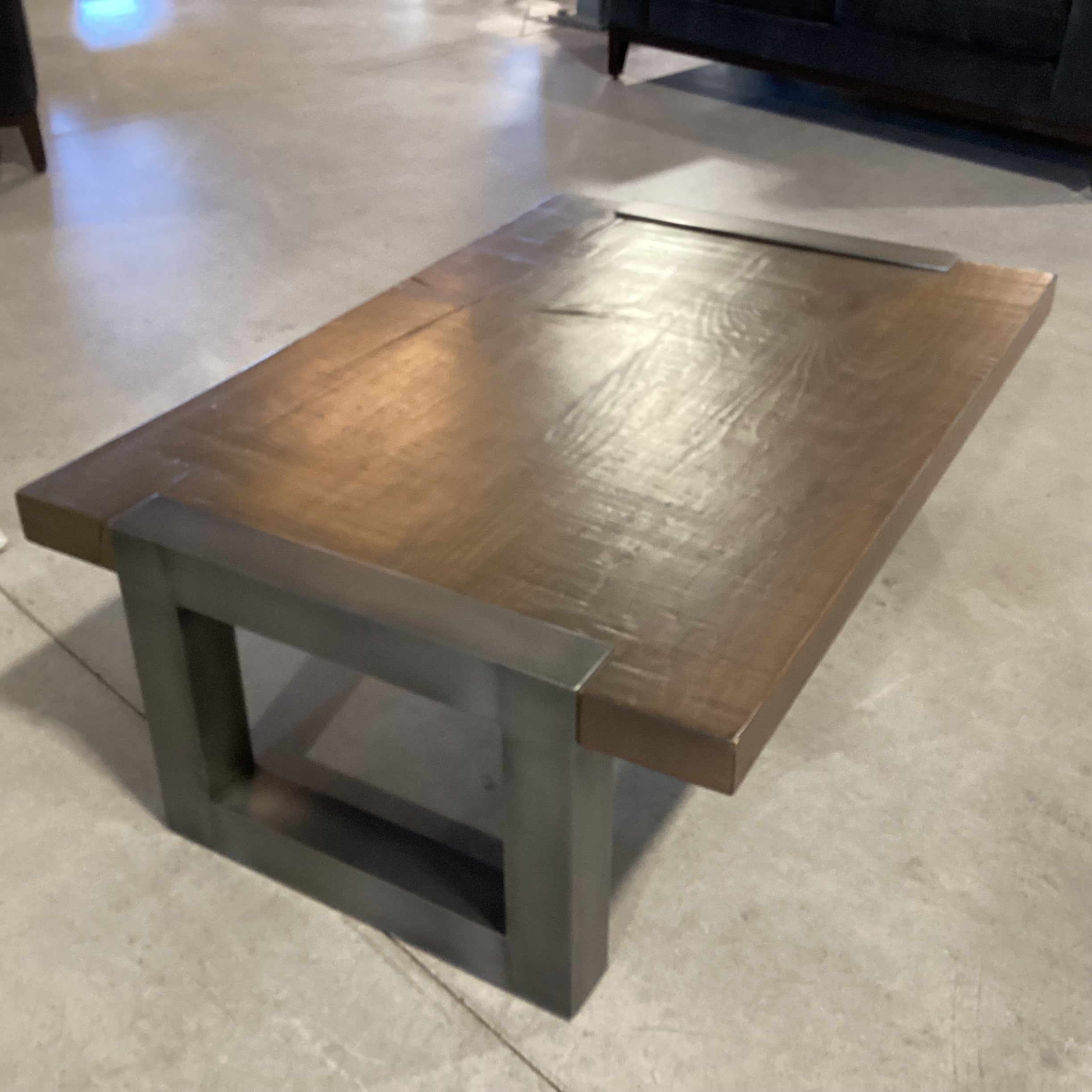 Mountain Modern Solid Distressed Wood & Steel Coffee Table 49"x 34"x 17"