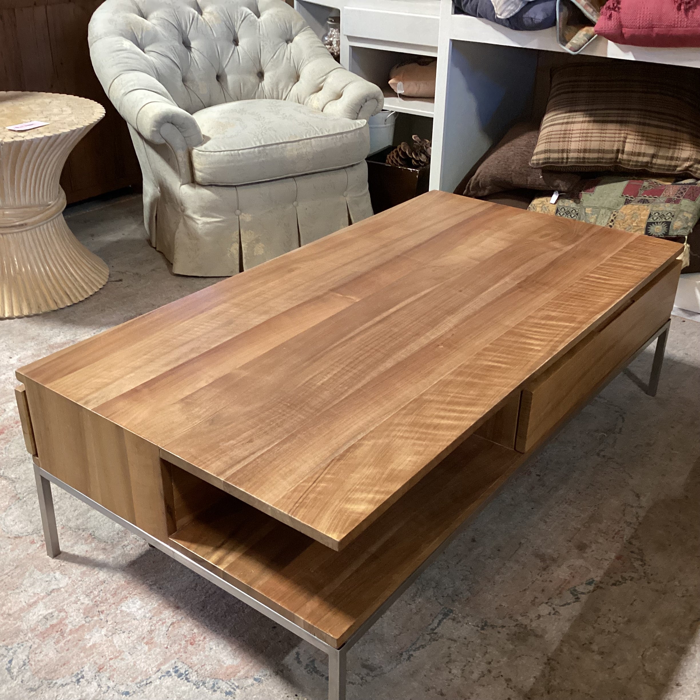 Gingko Furniture Mid Century Style Natural Walnut Soho Coffee Table 54"x 28"x 17"