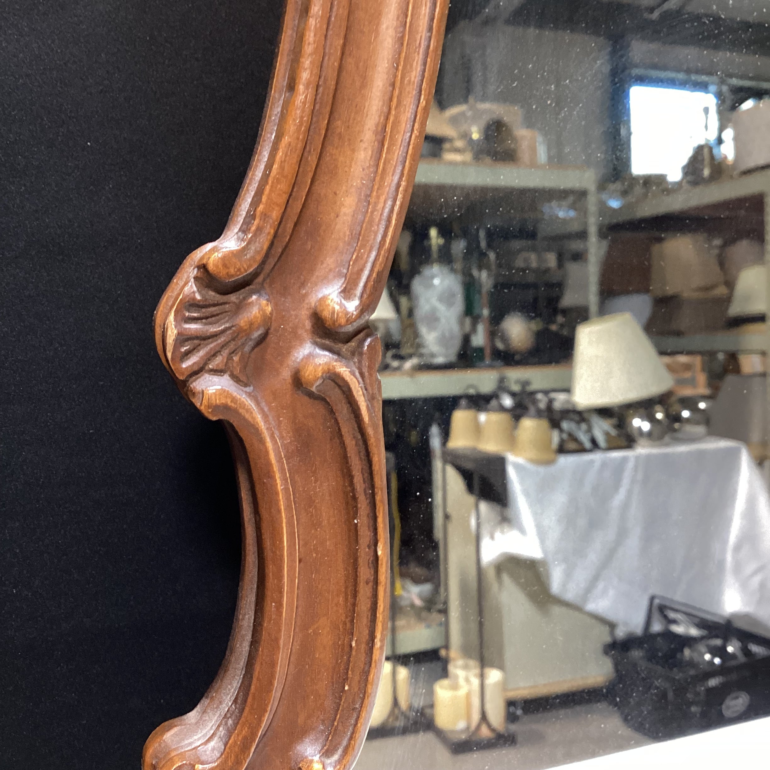 Vintage Carved Wood Wall Mirror 28.5" x 42"