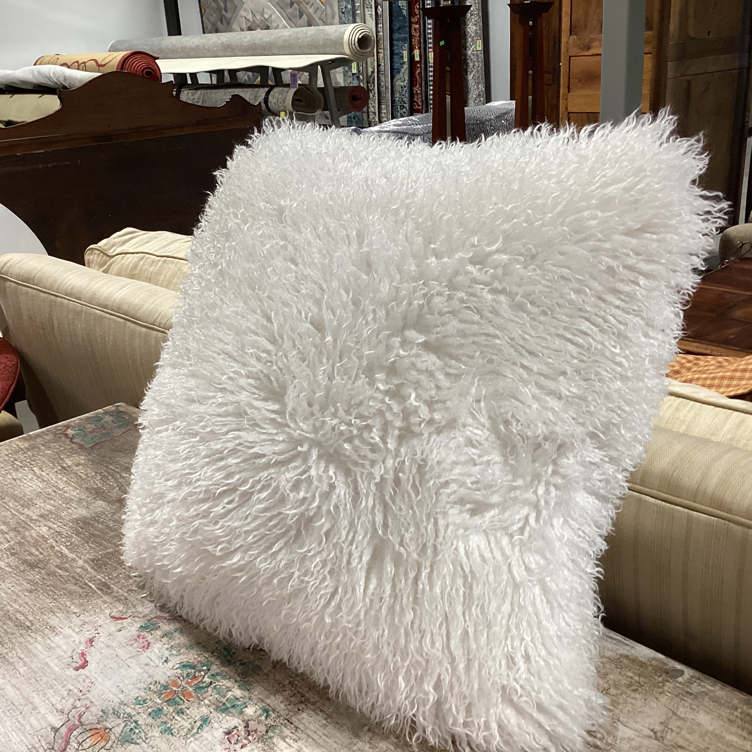Mongolian Lamb Accent Pillow 22"x 22"