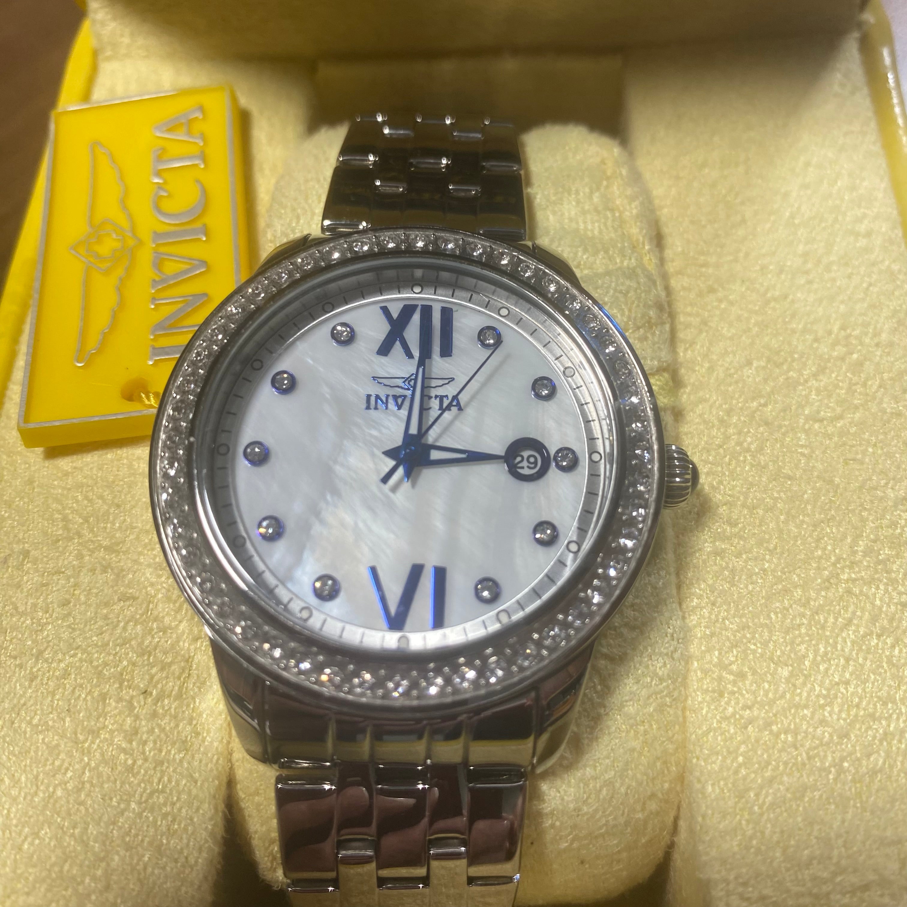 Invicta Silver with White Dial and Crystal Accents Angel Model 23661 Watch