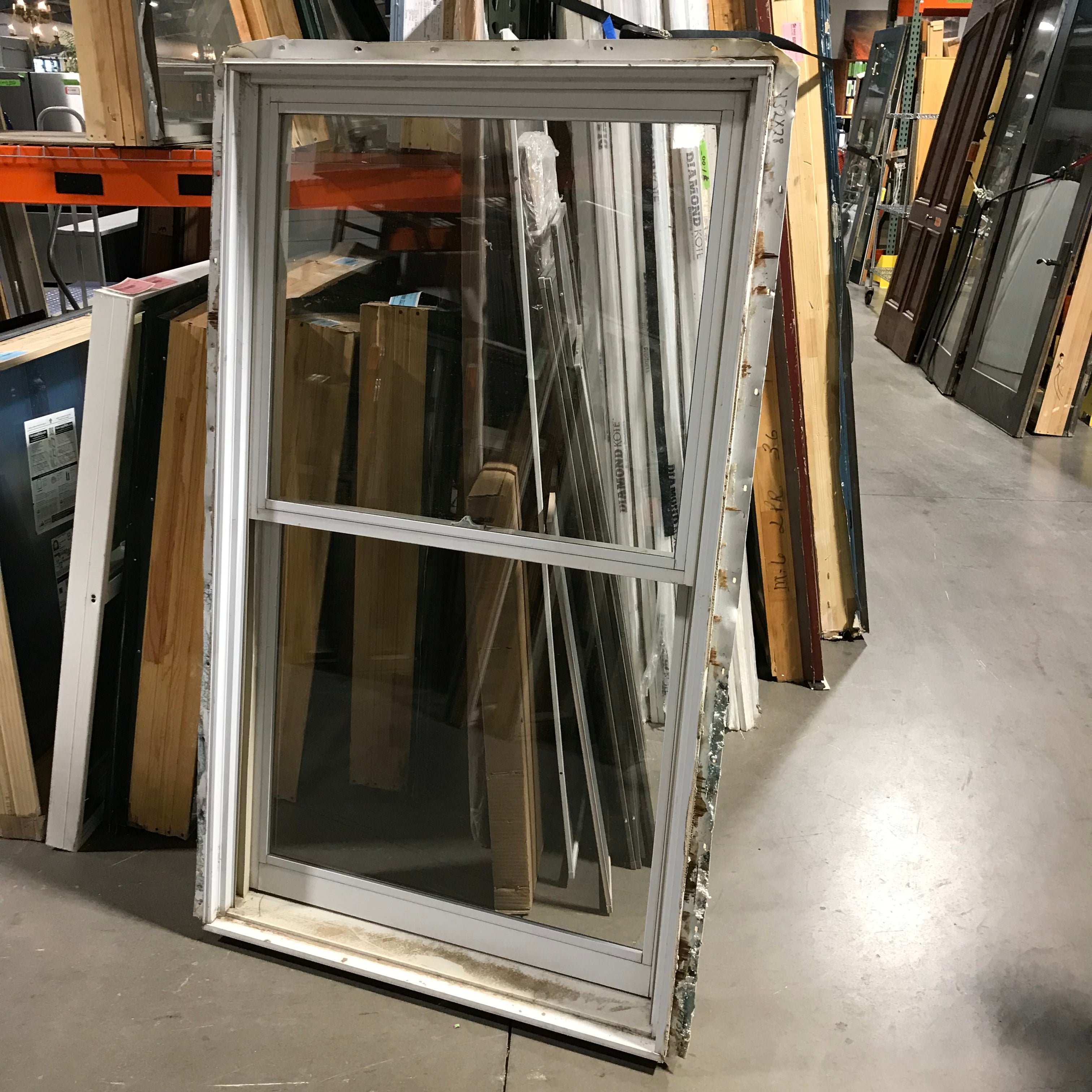 37.5"x 64.75"x 6.5" White Metal Clad Double Hung Sash Exterior Window