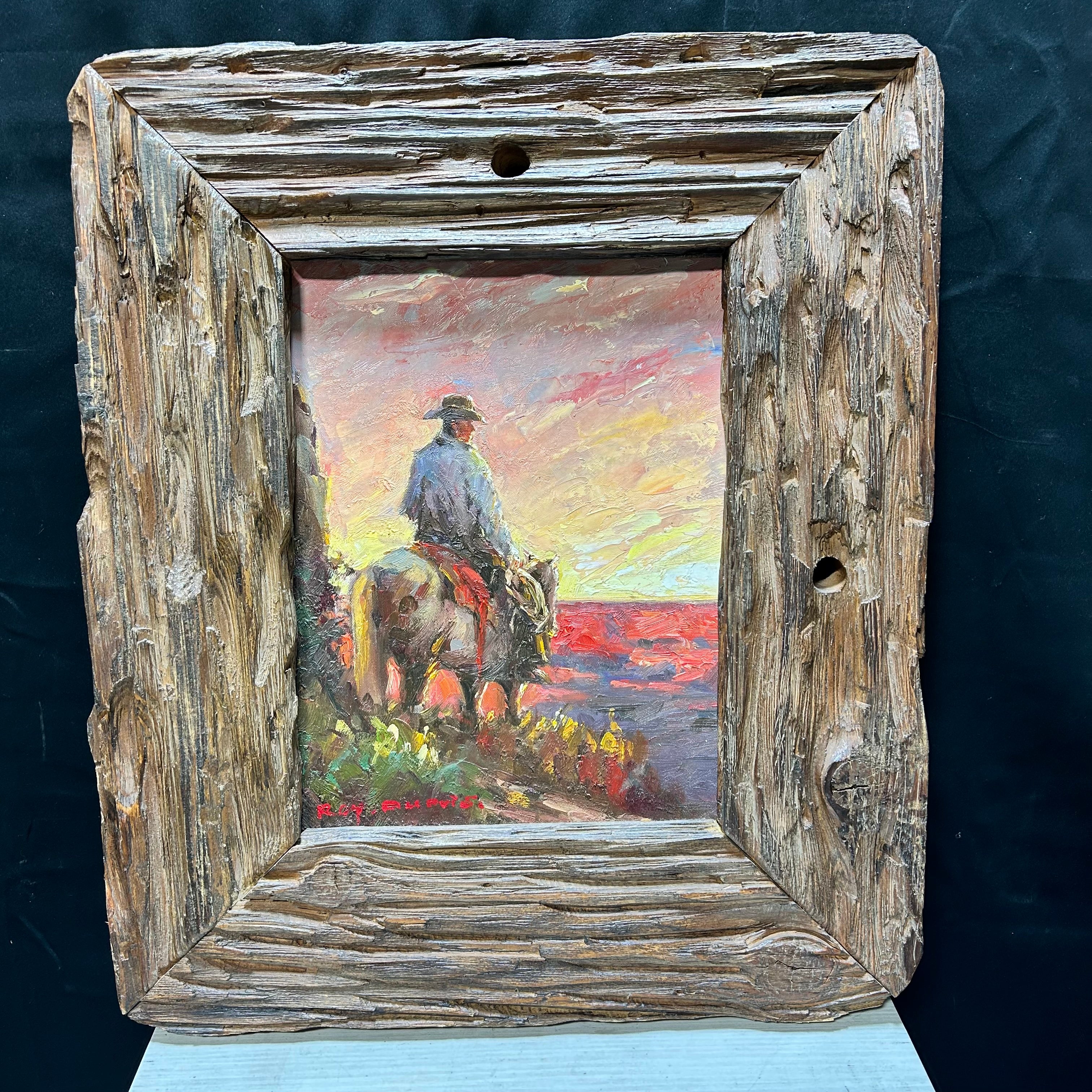 Roy Dupuis "Cowboy At Sunset" From Royal Street Fine Art 21.5x 25"