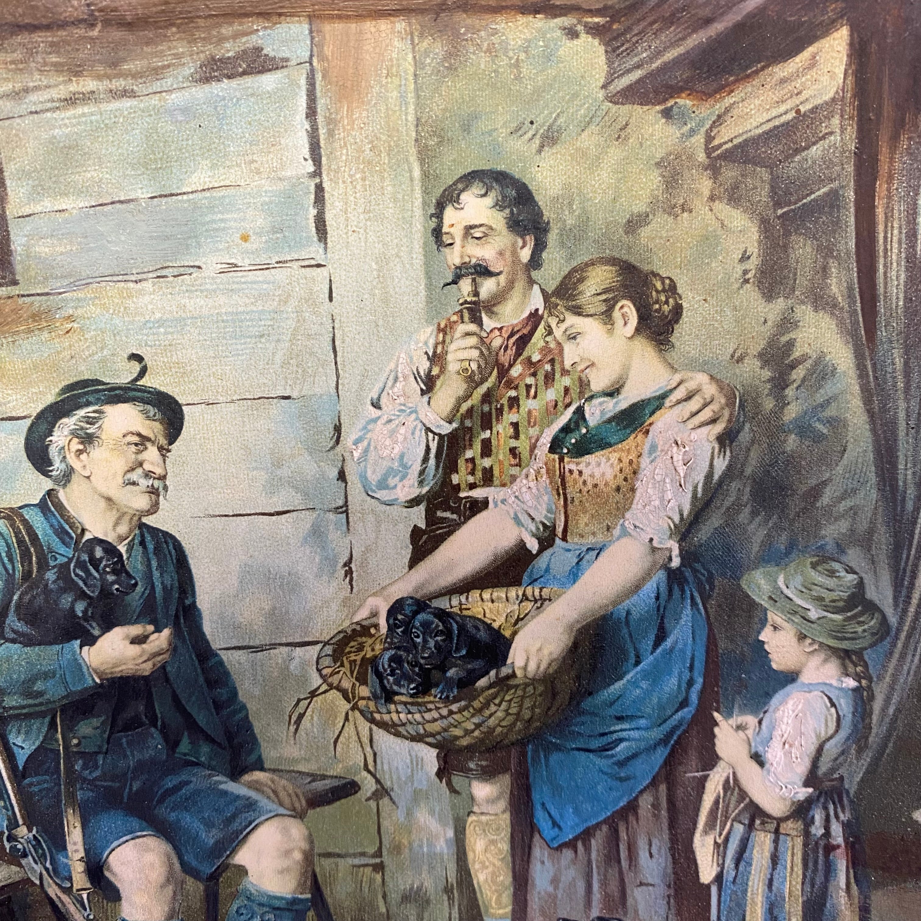 Antique Johann Maresch Terracotta Handpainted 3D Early 1900's Austria Wall Plaque 15.5" Diameter