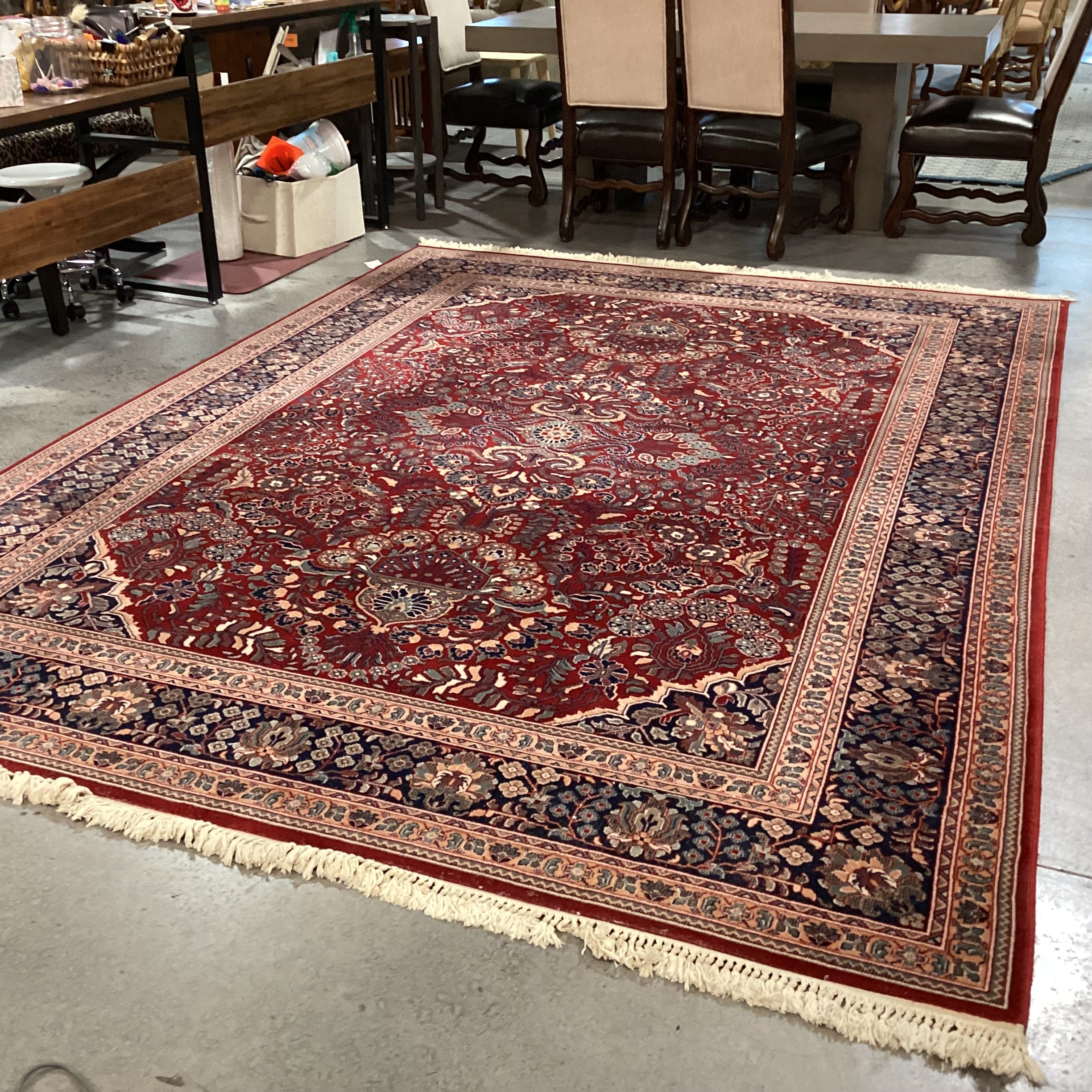 Foreign Accents Rug Gallery Red Navy Ornate Floral with Border & Fringe Rug 8'2"x 11'5"