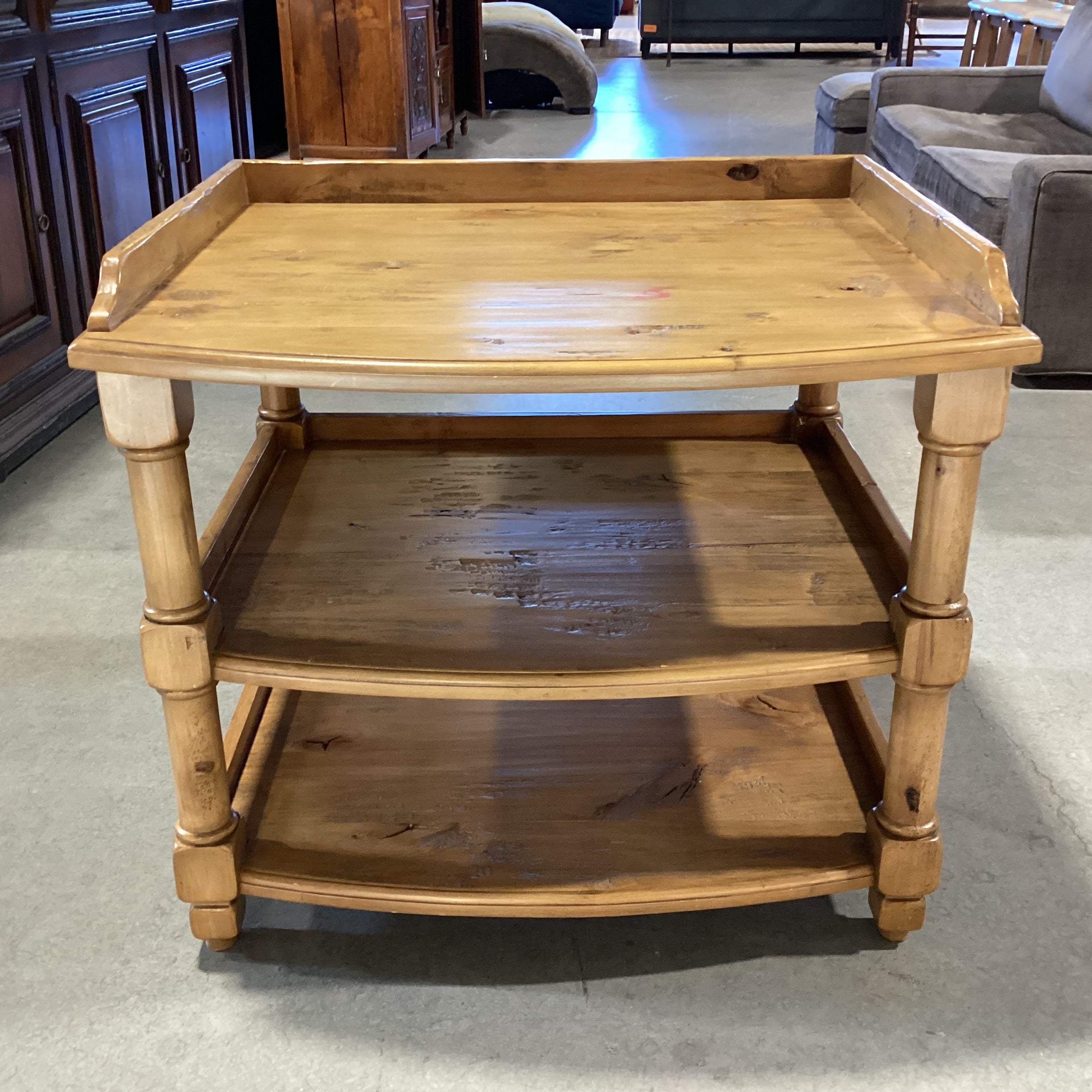 Distressed Finished Wood 3 Tiered End Table 32"x 26"x 28"