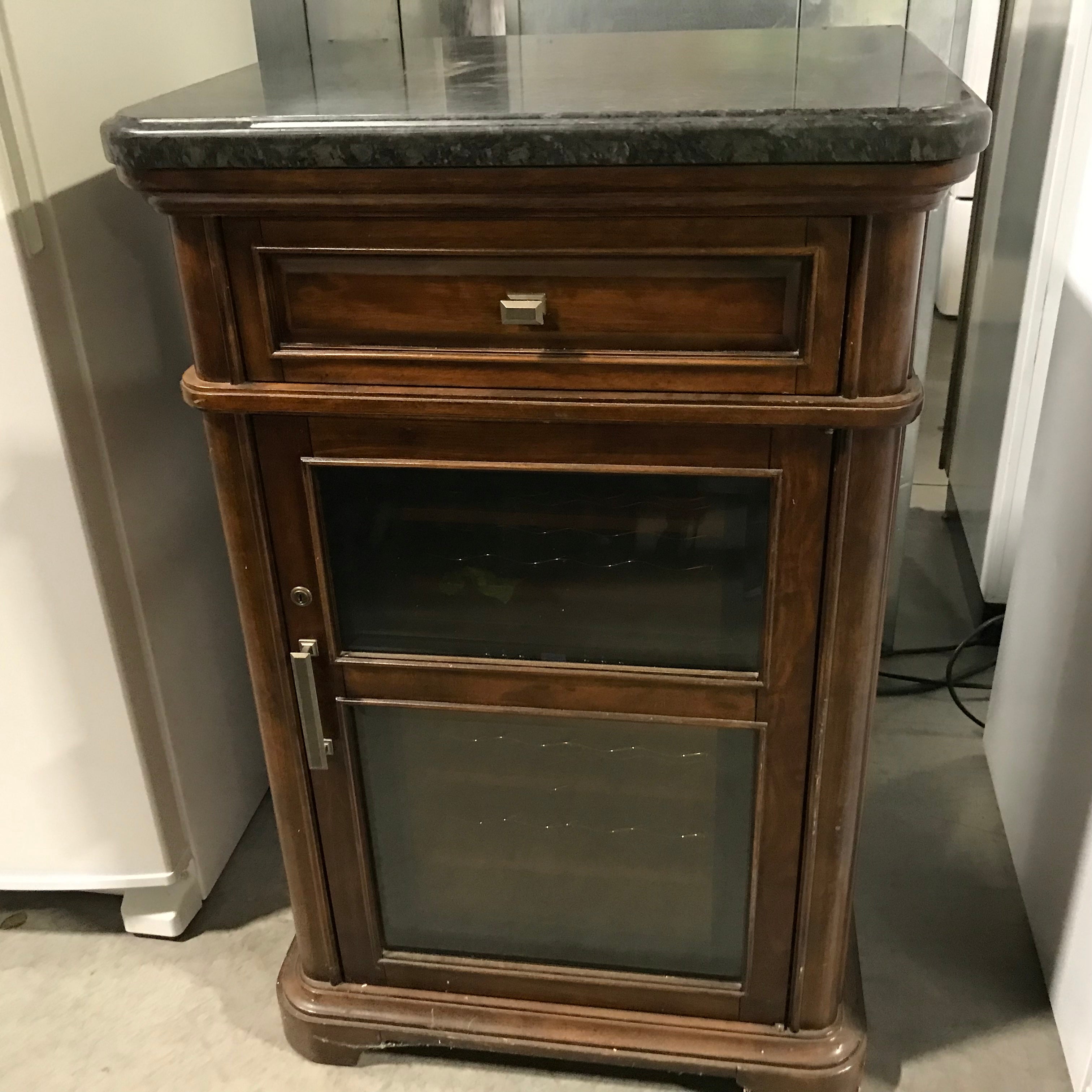 Classic Brown, Stone Top Wine Cabinet 29"x 24"x 45"