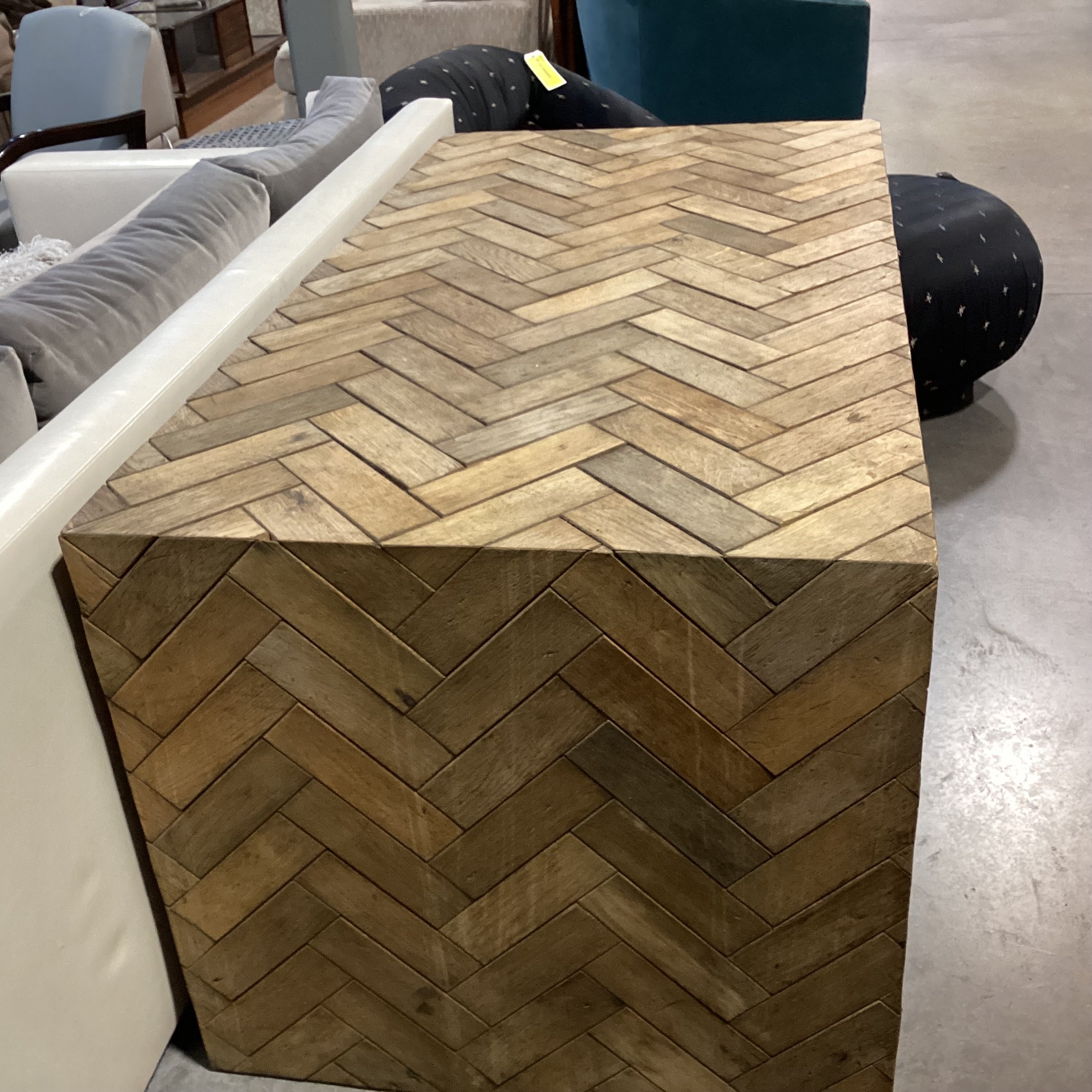 Natural Wood Plank with Chevron Pattern Desk 59"x 31.5"x 30"