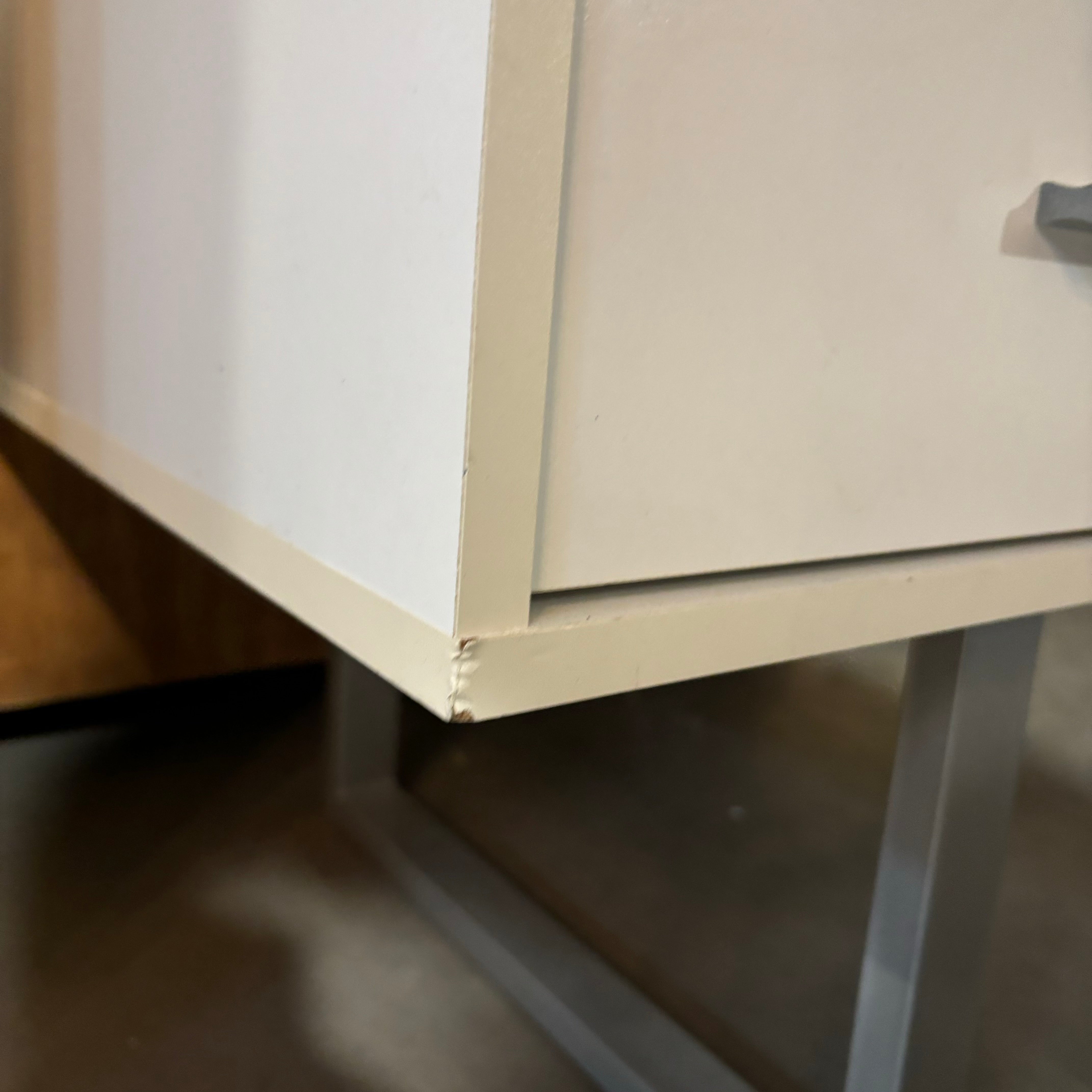 White Laminate with Steel Base & Pulls 3 Drawer Desk 60"x 24"x 30"