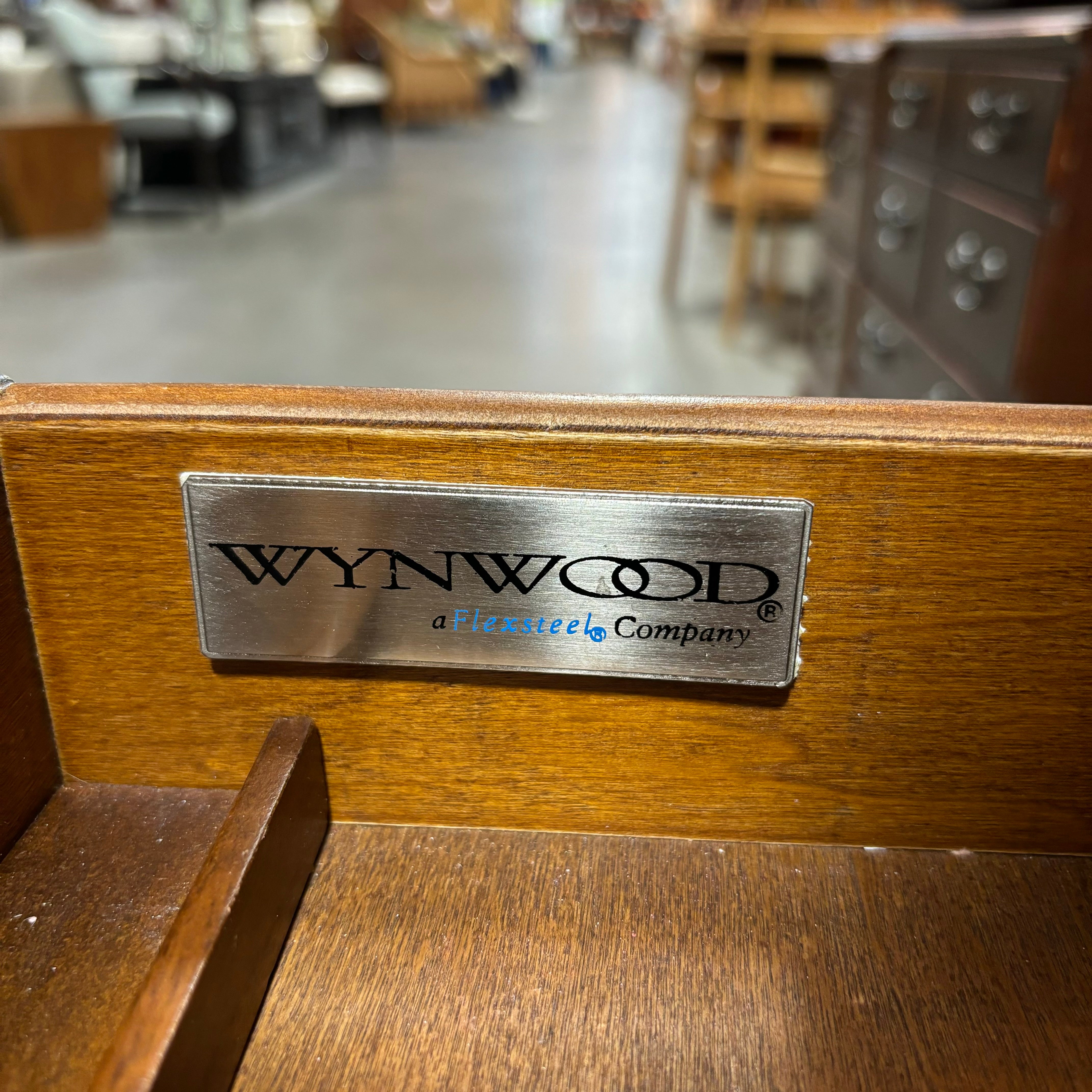 Wynwood by Flexsteel Distressed Dark Finish Solid Wood 7 Drawer with Built in Power Strip Executive Desk 66"x 30"x 31"