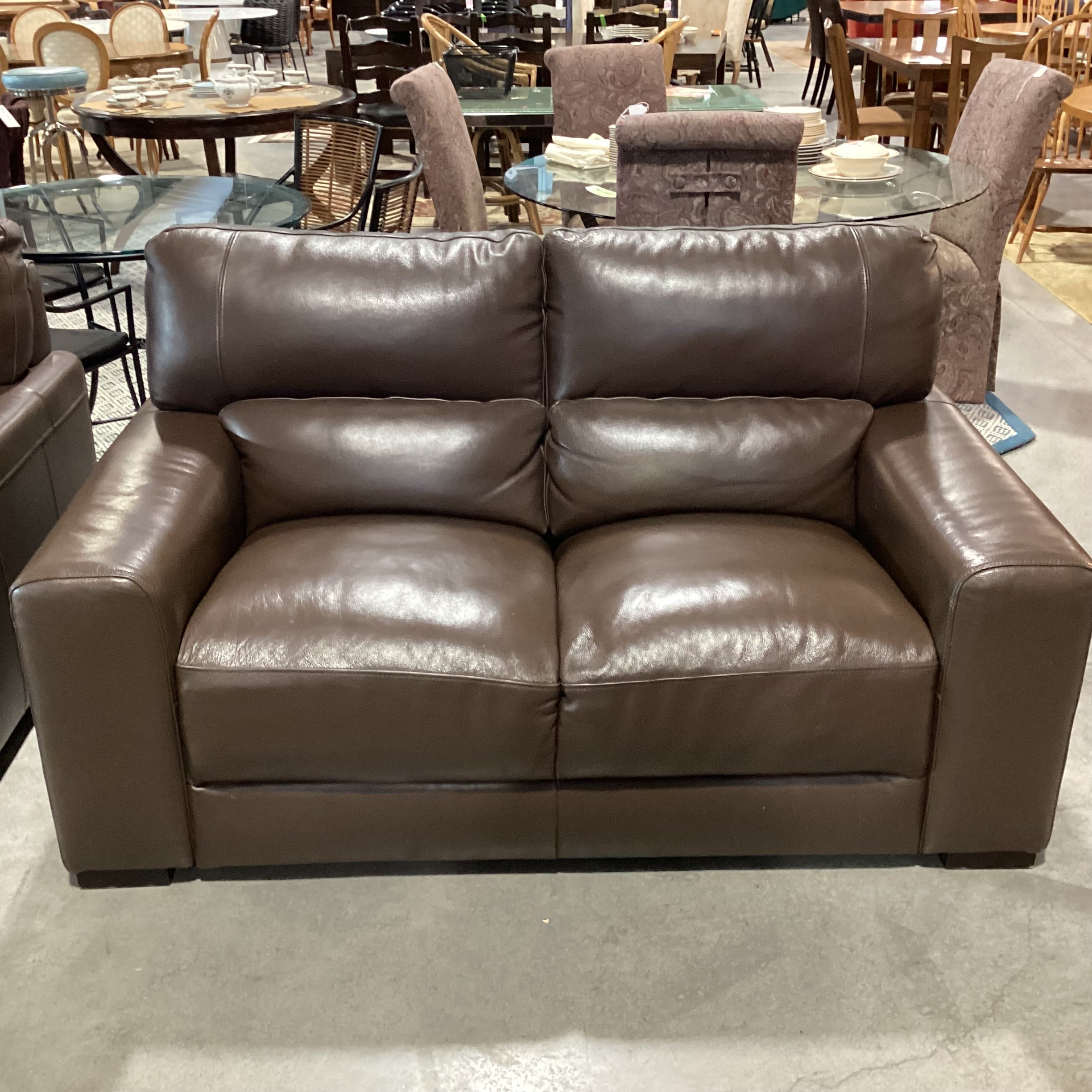 Jason Furniture Chocolate Leather Sofa 64"x 38"x 31"