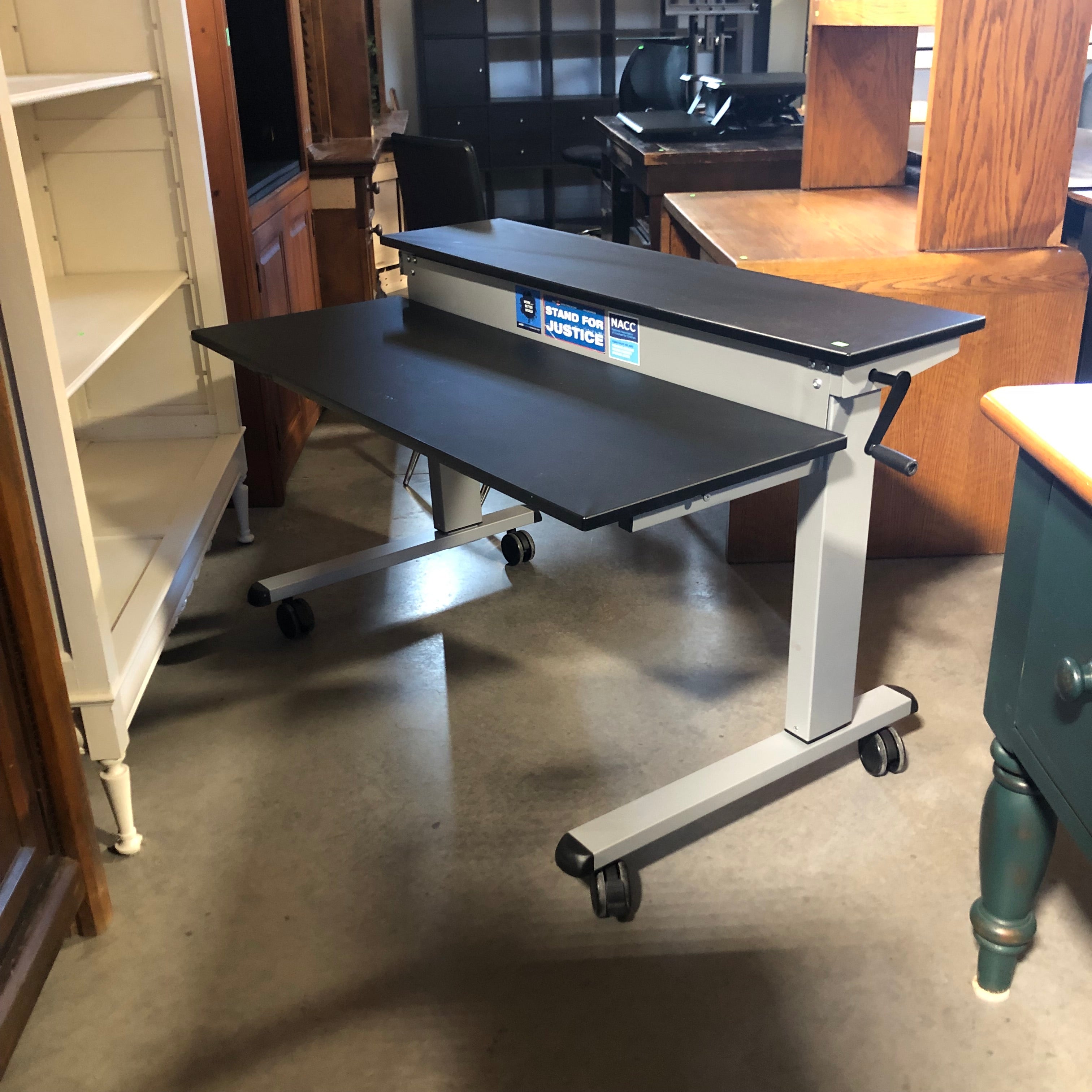 Black & Grey Metal Adjustable Desk 47.5"x 29"x 29.5"