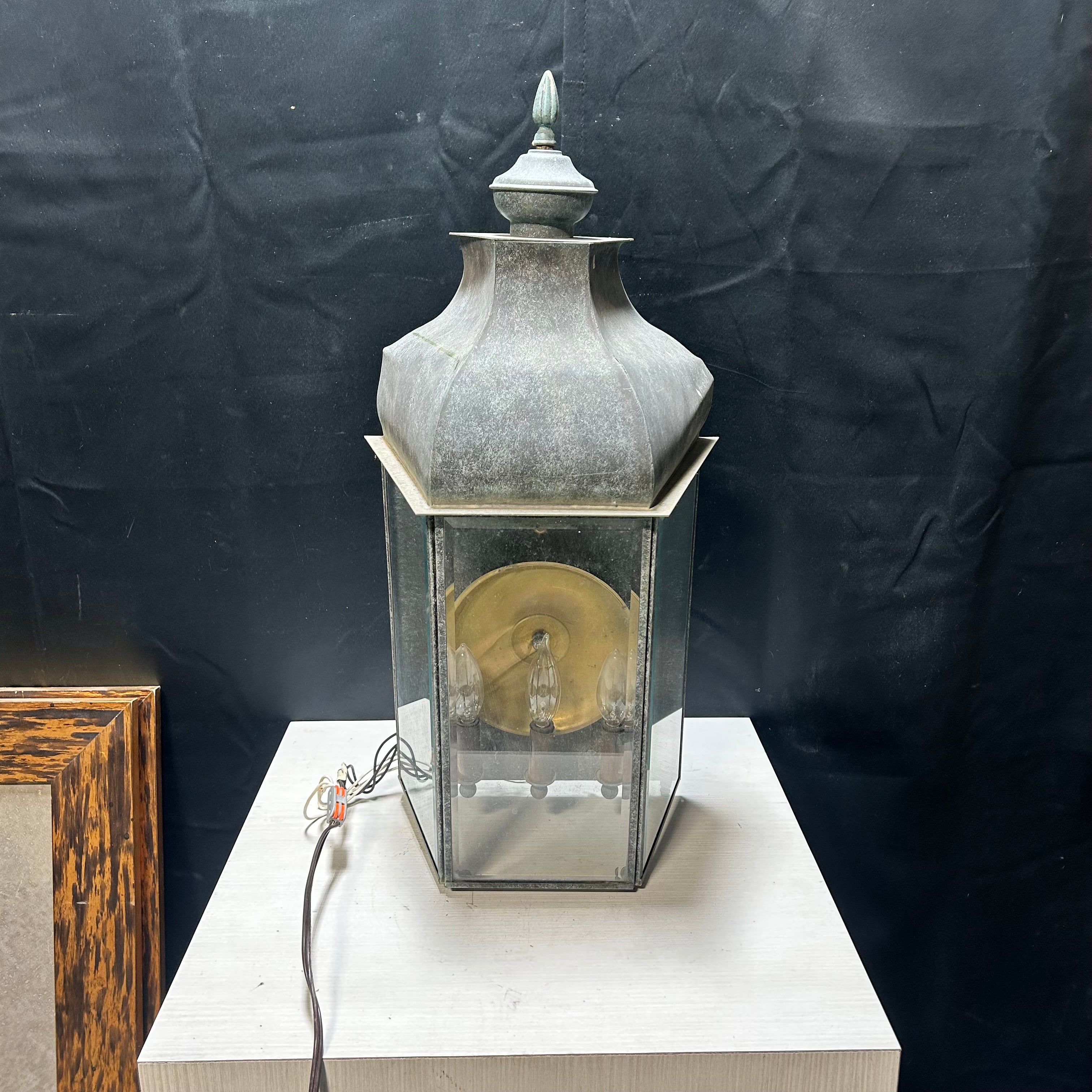 Vintage 3 Light Copper Sconce With Beveled Glass 11"x 7"x 25"