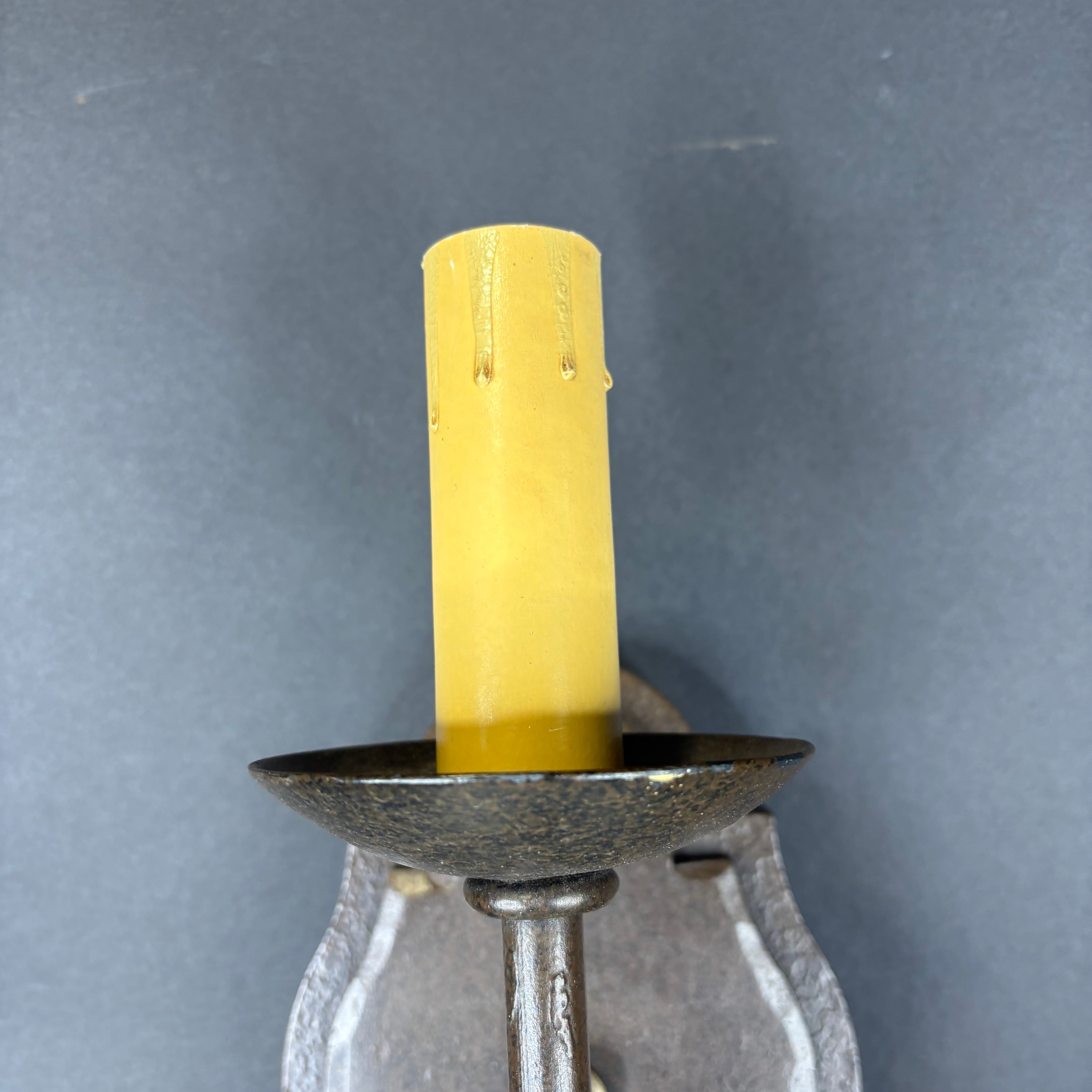 Myers and Company Gothic Revival 2-Light Brown Painted Solid Iron Wall Sconce 6”x 20”x 7.5”