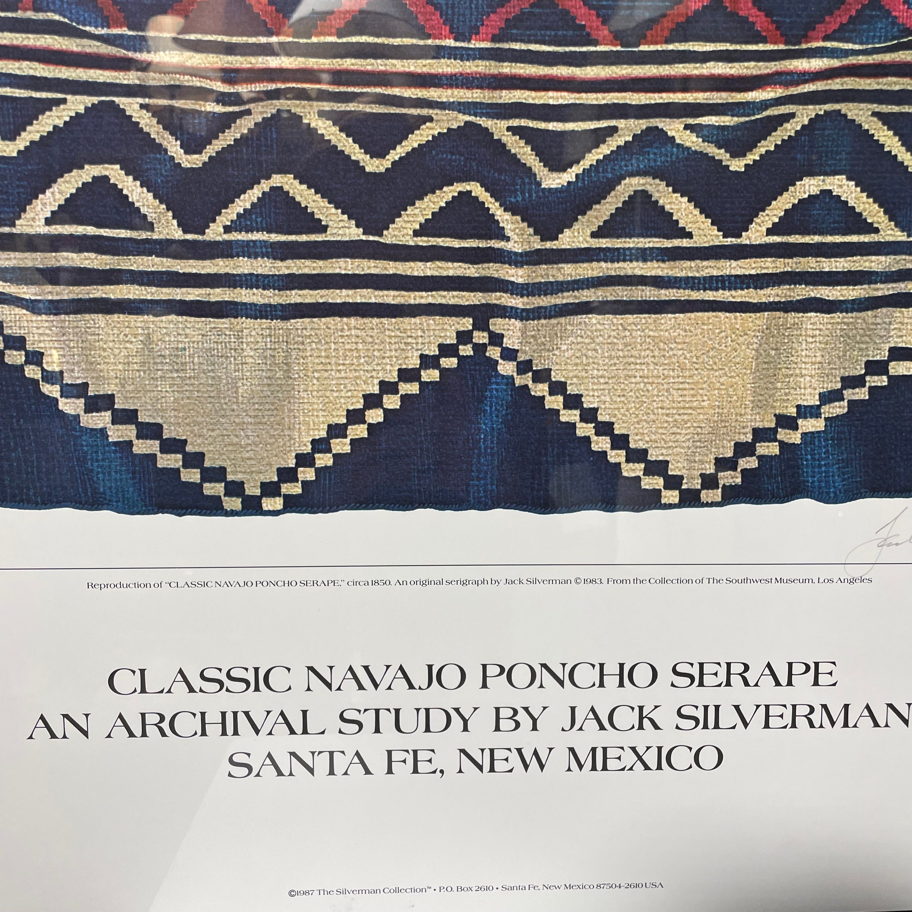 Jack Silverman Signed "Classic Navajo Poncho Serape" Poster Print Still In Plastic 24 1/2" x 36 1/2"