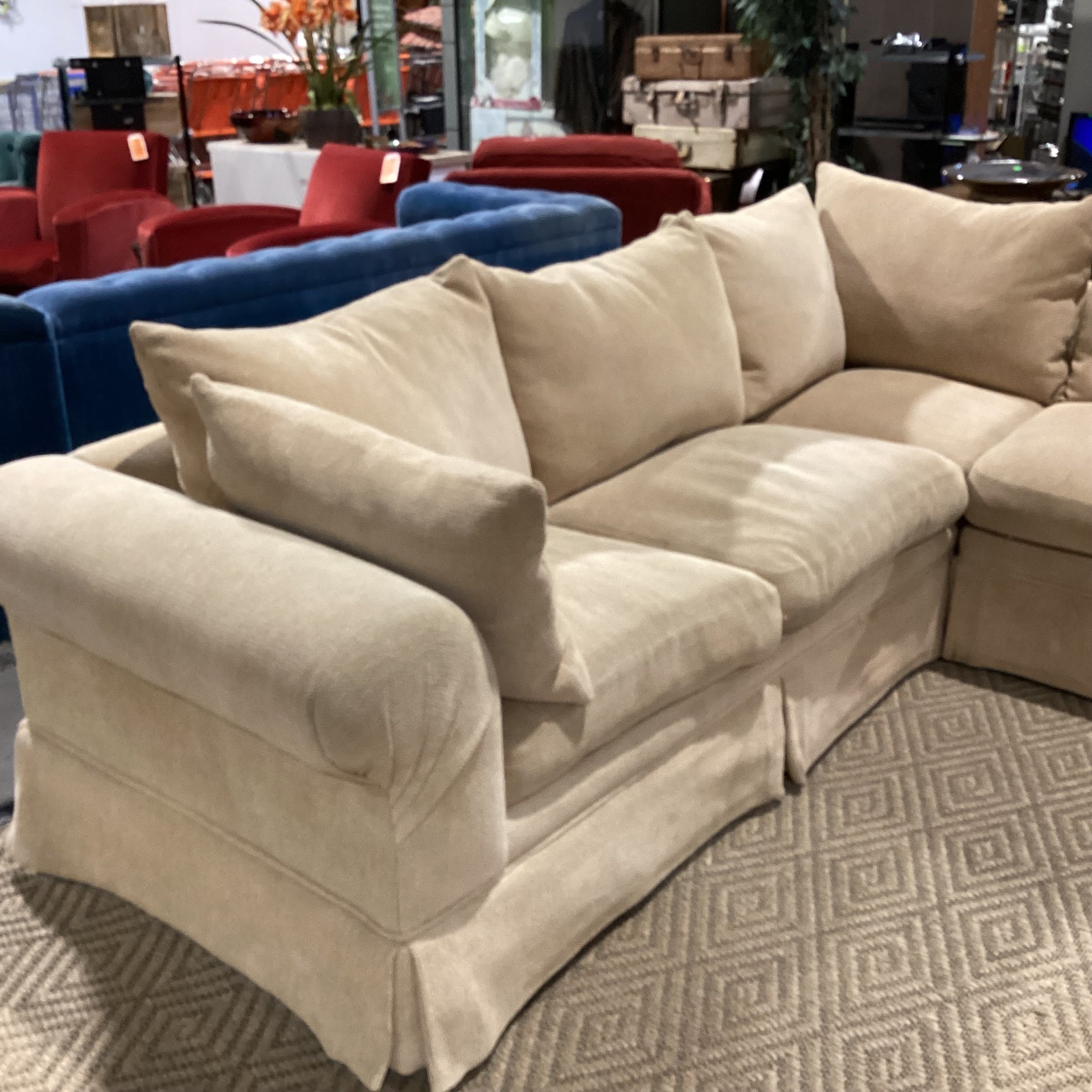 Kreiss Collection Wheat Chenille Woven Roll Arm Down Mix 2 Piece Sectional 108"x 131"x 39"x 29"