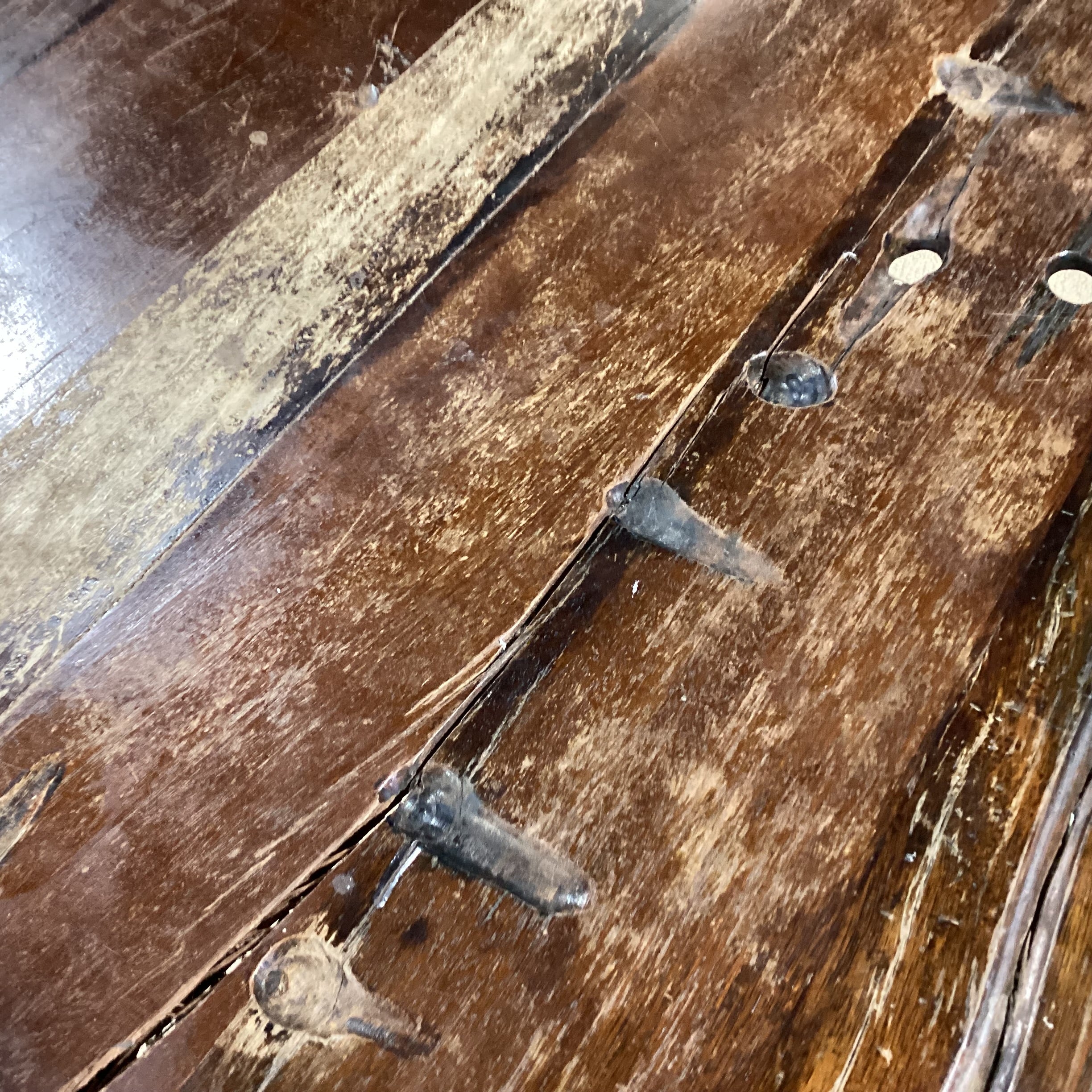 Custom Salvaged Antique Recycled Wood From Chinese Trading Boats & Metal Dining Table 78"x 34.5"x 30"