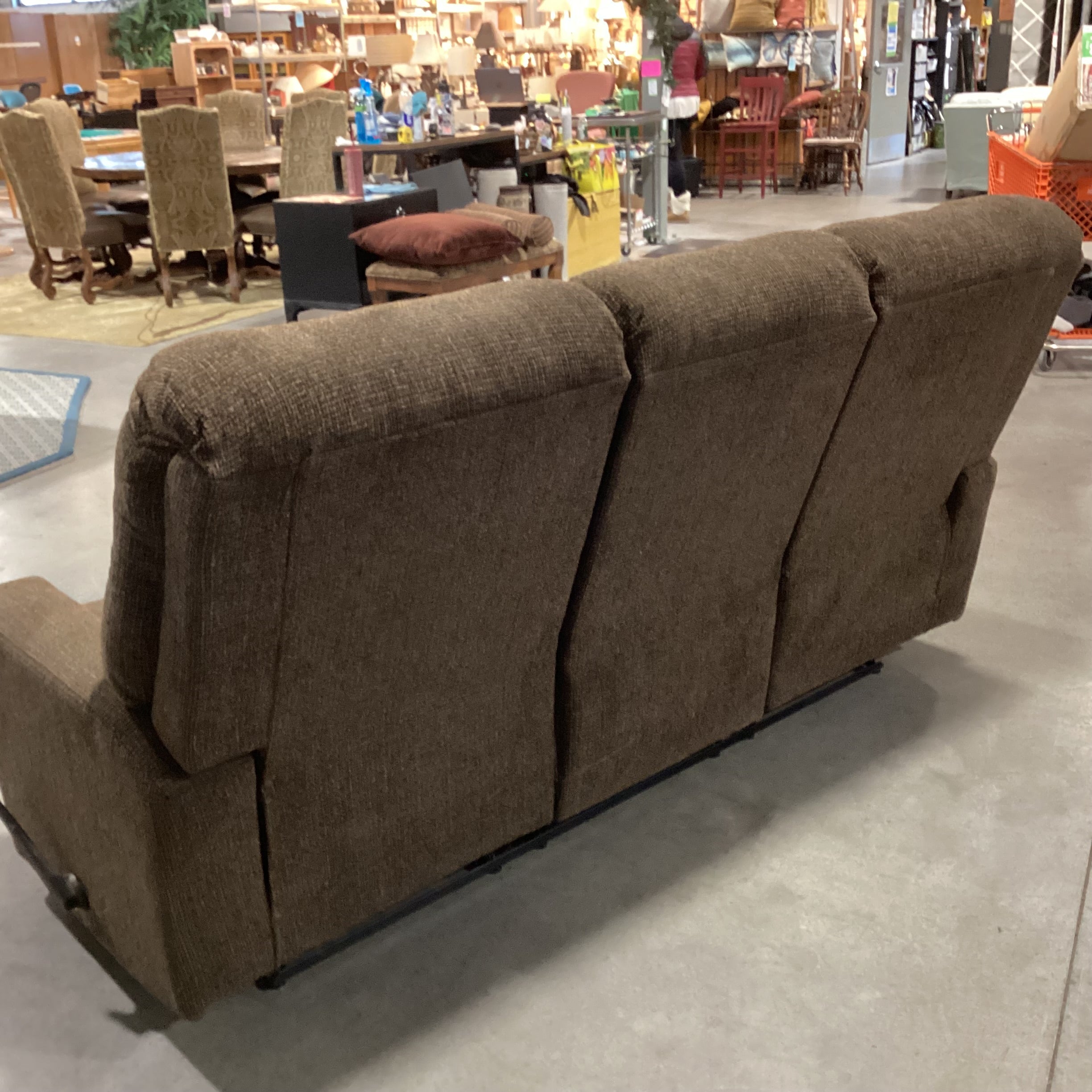 Best Chairs Furniture Brown Woven Upholstery Double Recling Sofa 81"x 36"x 43"