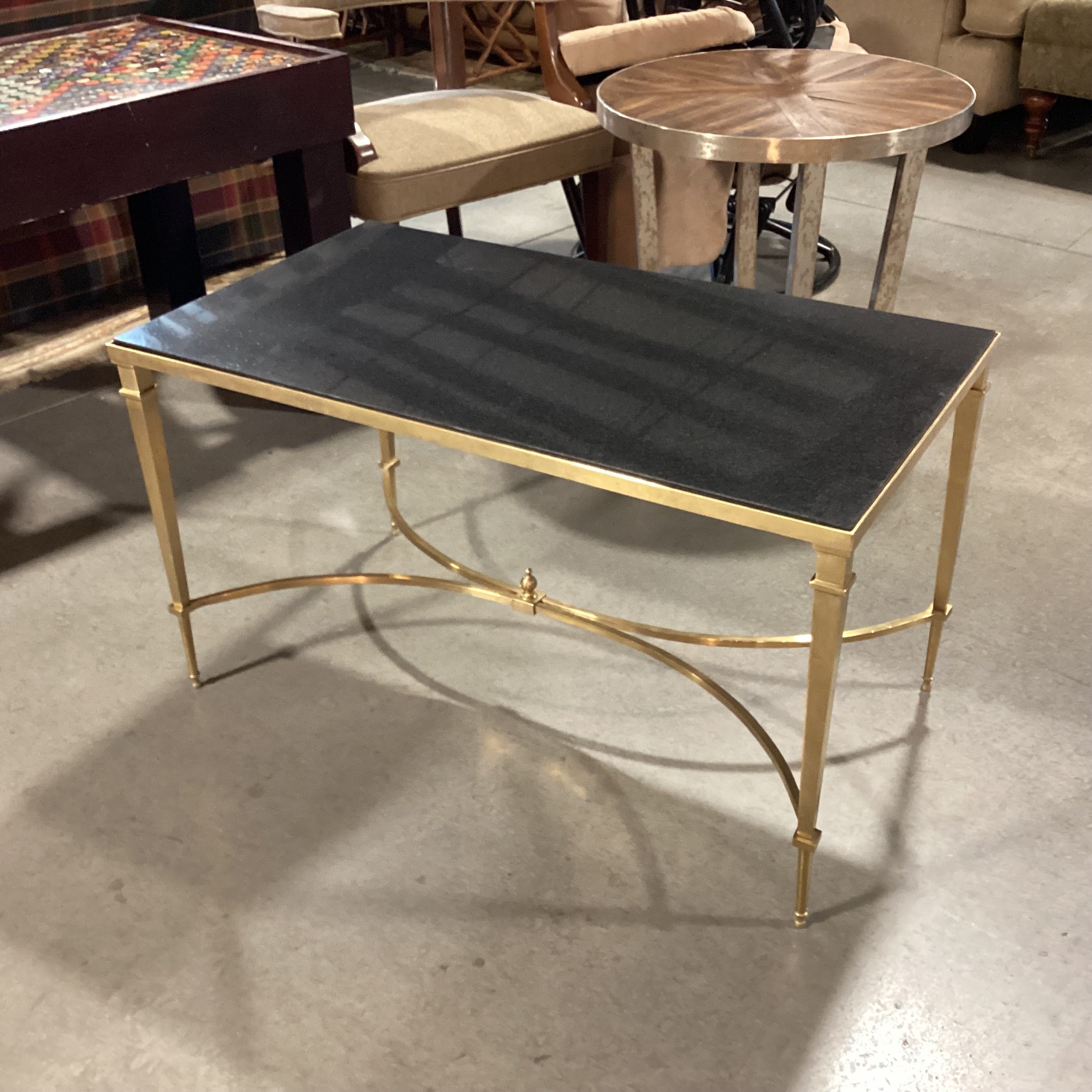 Brass & Black Stone Top Coffee Table 36"x 20.5"x 21"