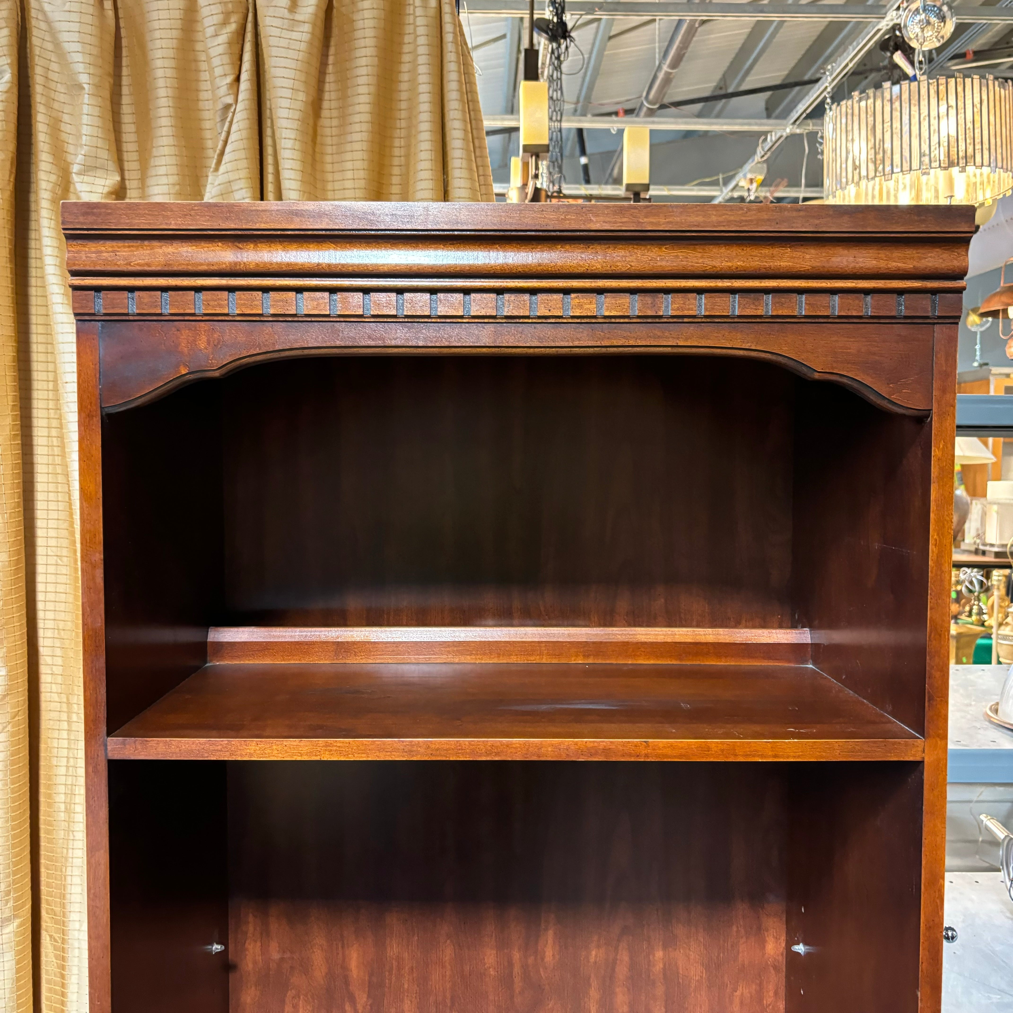 Medium Finish Solid Wood with Crown Molding 2 Door Backlit Display Case 30"x 17"x 77"