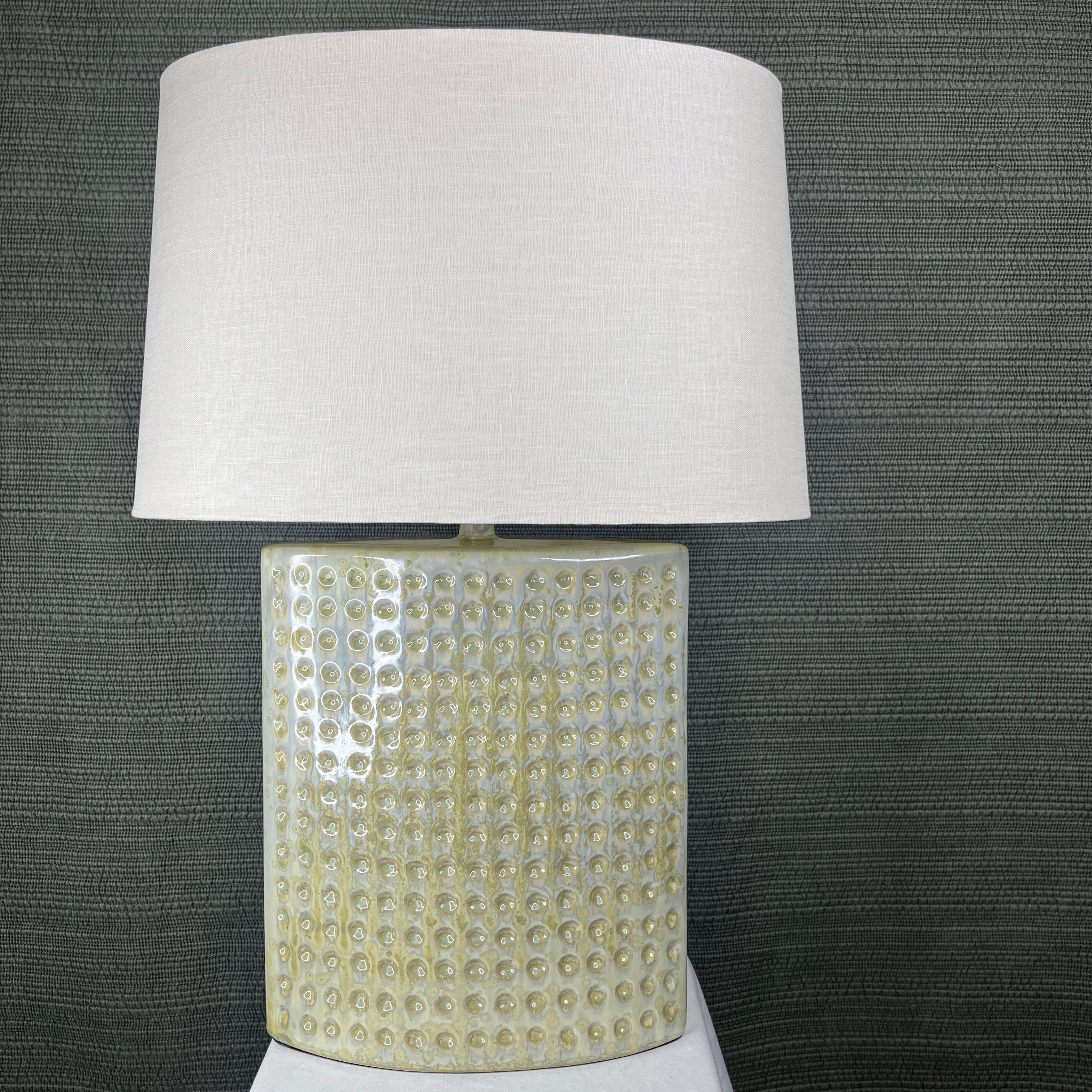 Tanner Kenzie Japanese Style Mustard Drip Glaze Porcelain with Shade Table Lamp 13"x 4"x 26"