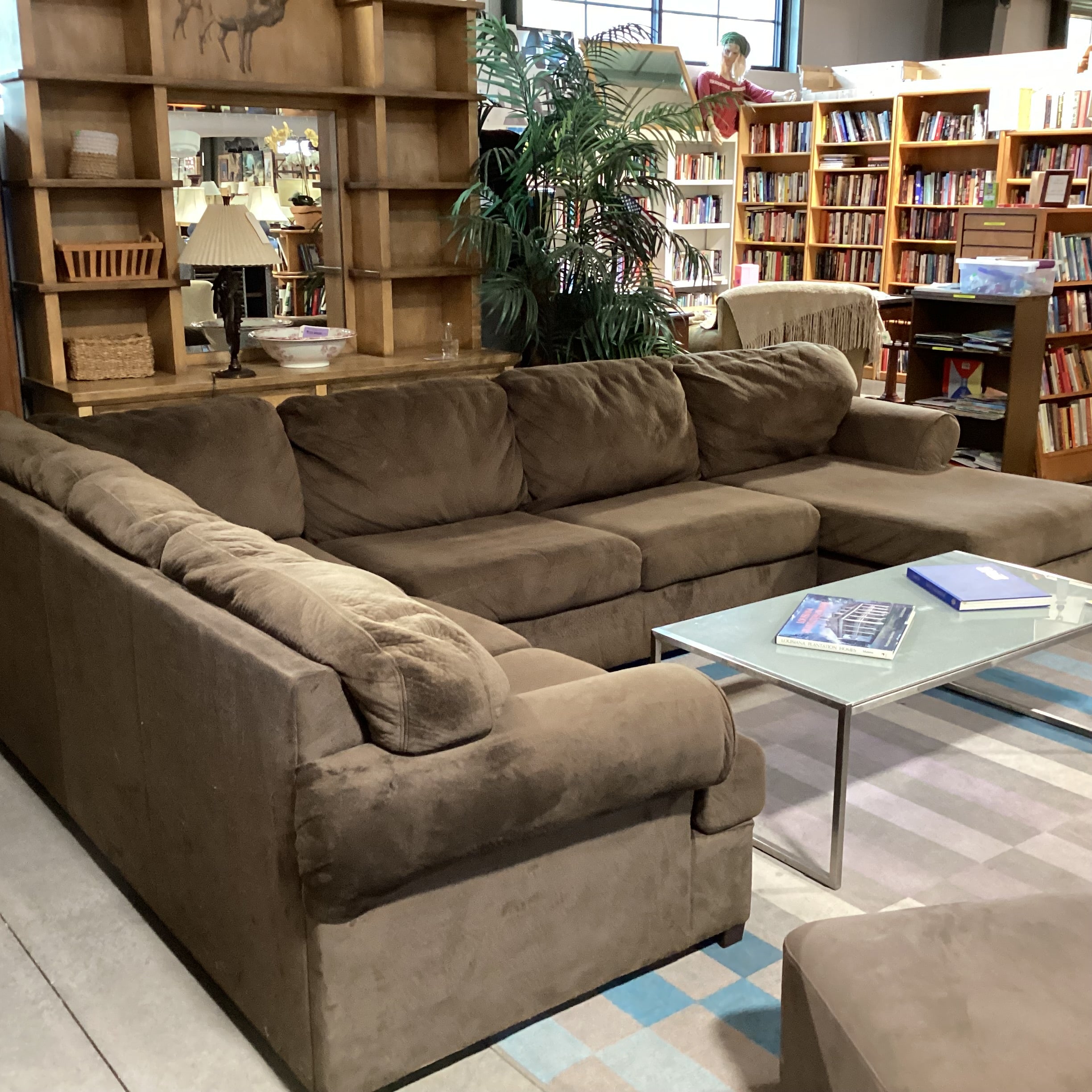 Ashley Furniture Brown Textured Plush 3 Piece with Chaise Sectional
