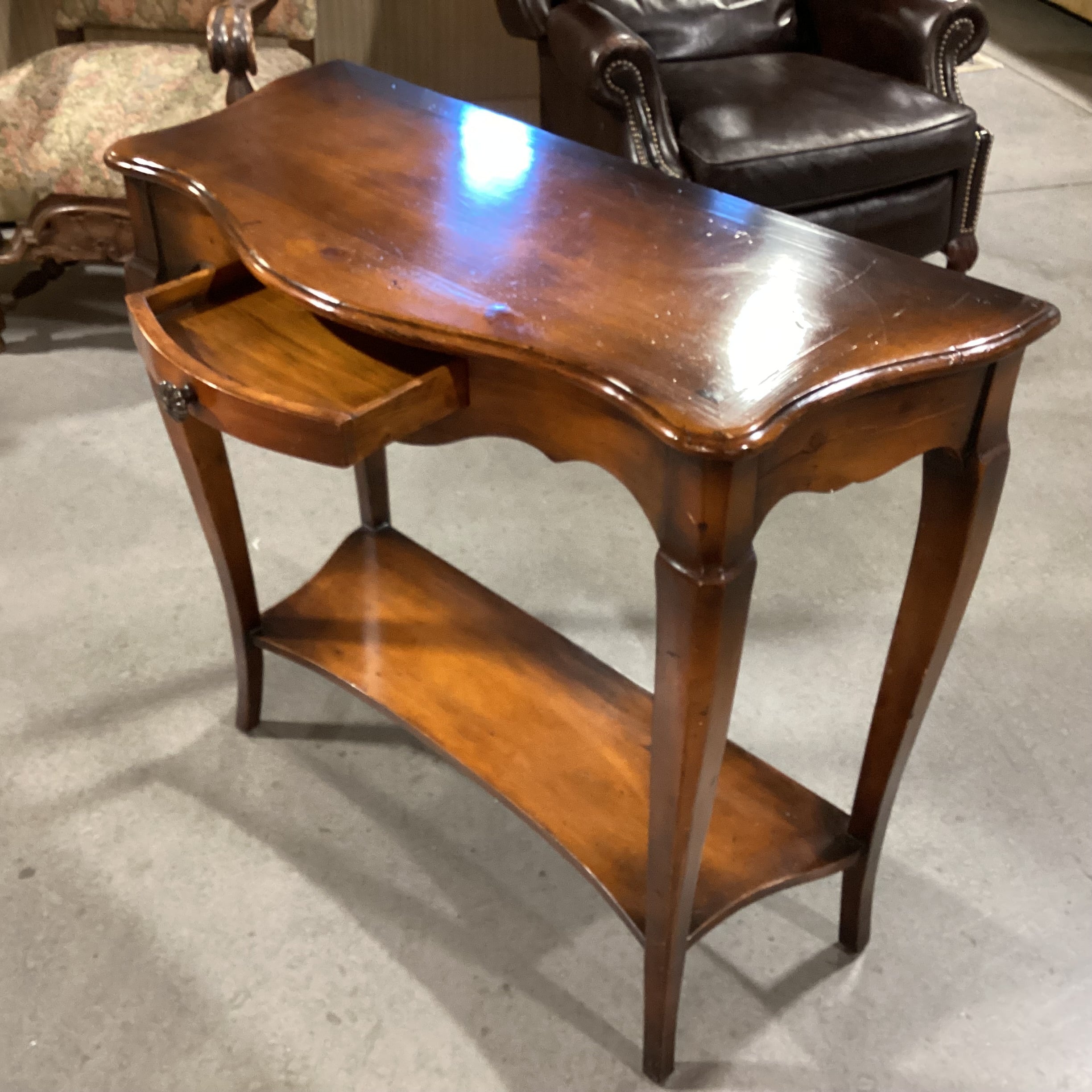 Carved Distressed Finish 1 Drawer with Bottom Shelf Sofa Table 38"x 17"x 33"