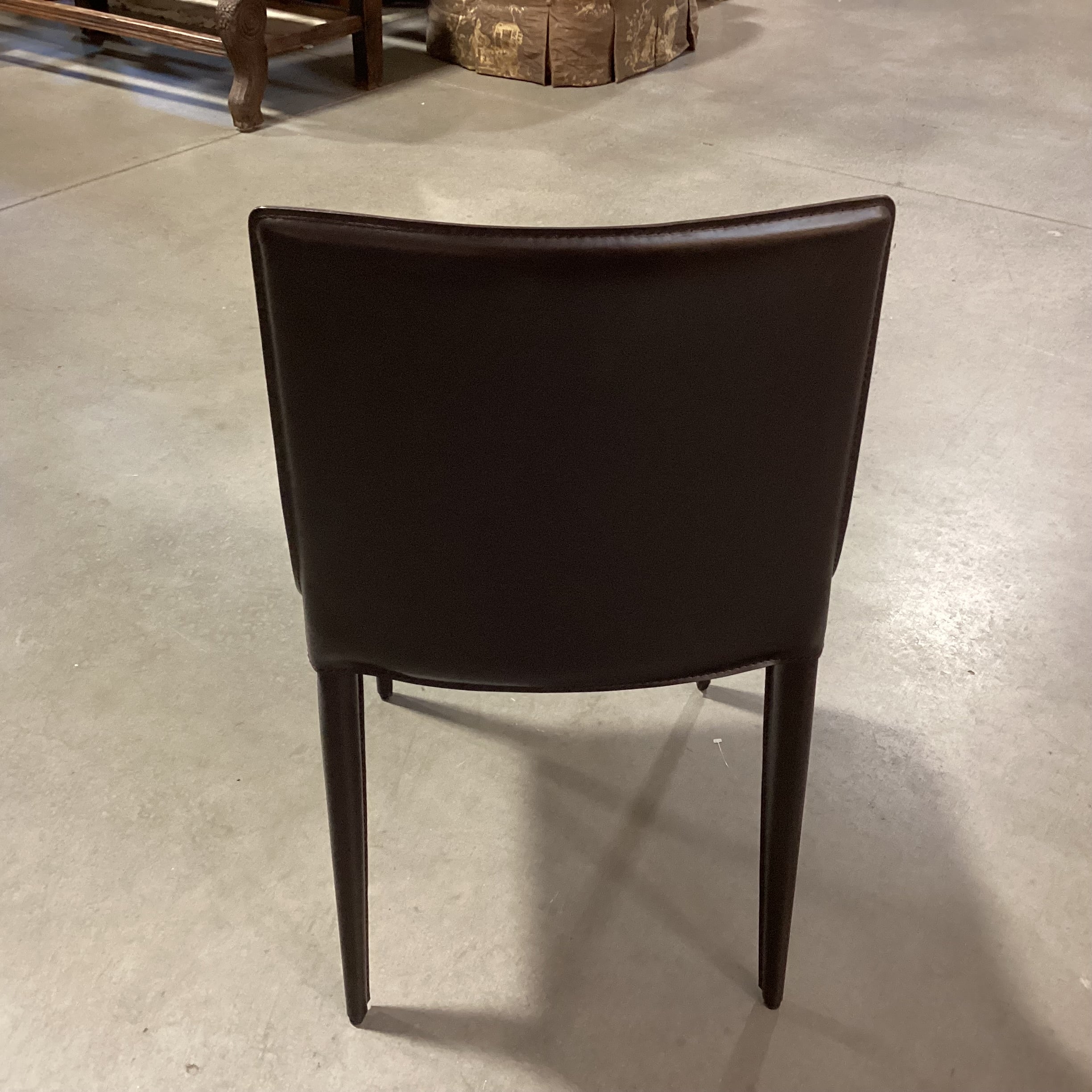 Frag Ultra Modern Espresso Full Grain Leather & Steel Chair 18"x 20"x 33"
