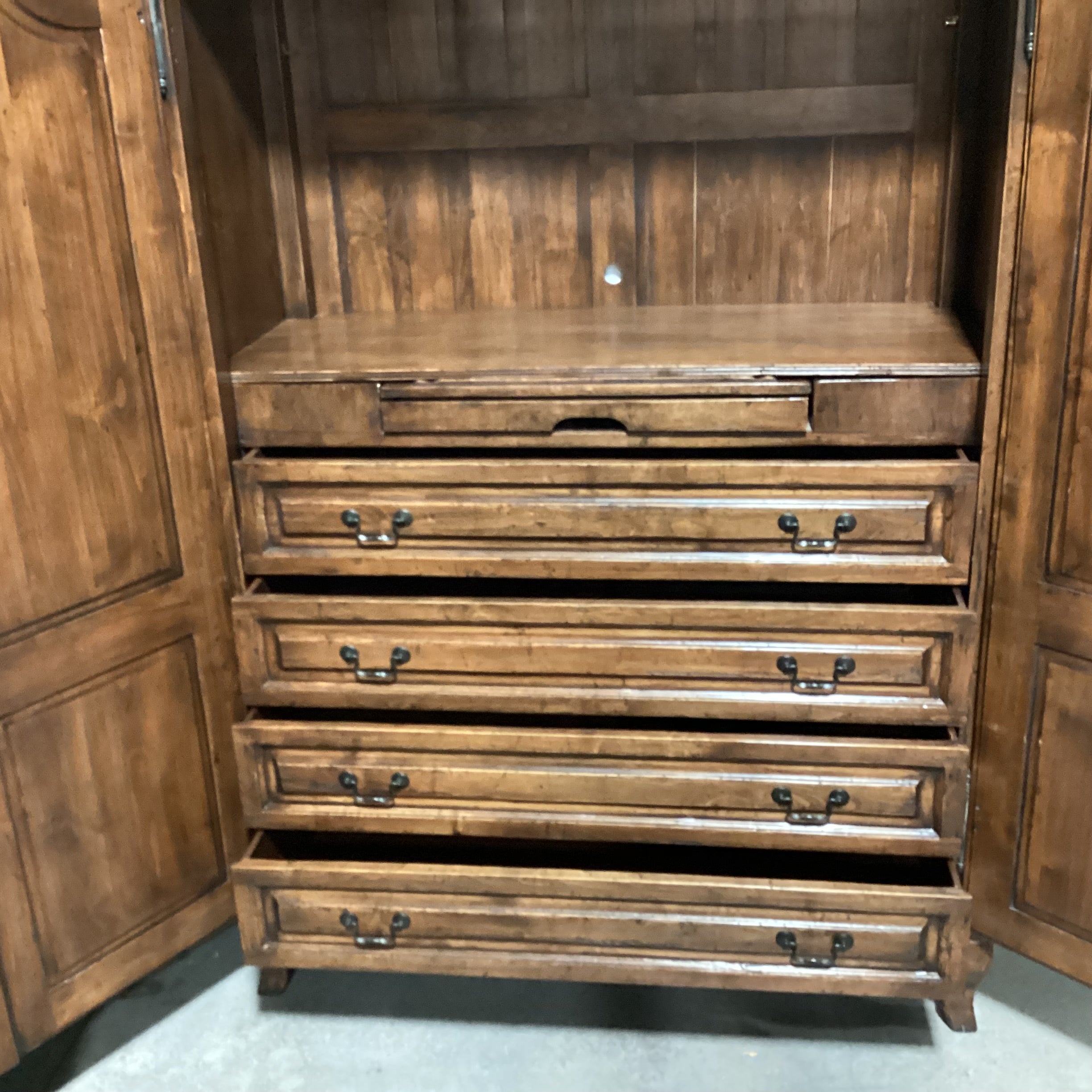 Dark Distressed Finish 2 Door 4 Drawer Armoire 59"x 26"x 85"