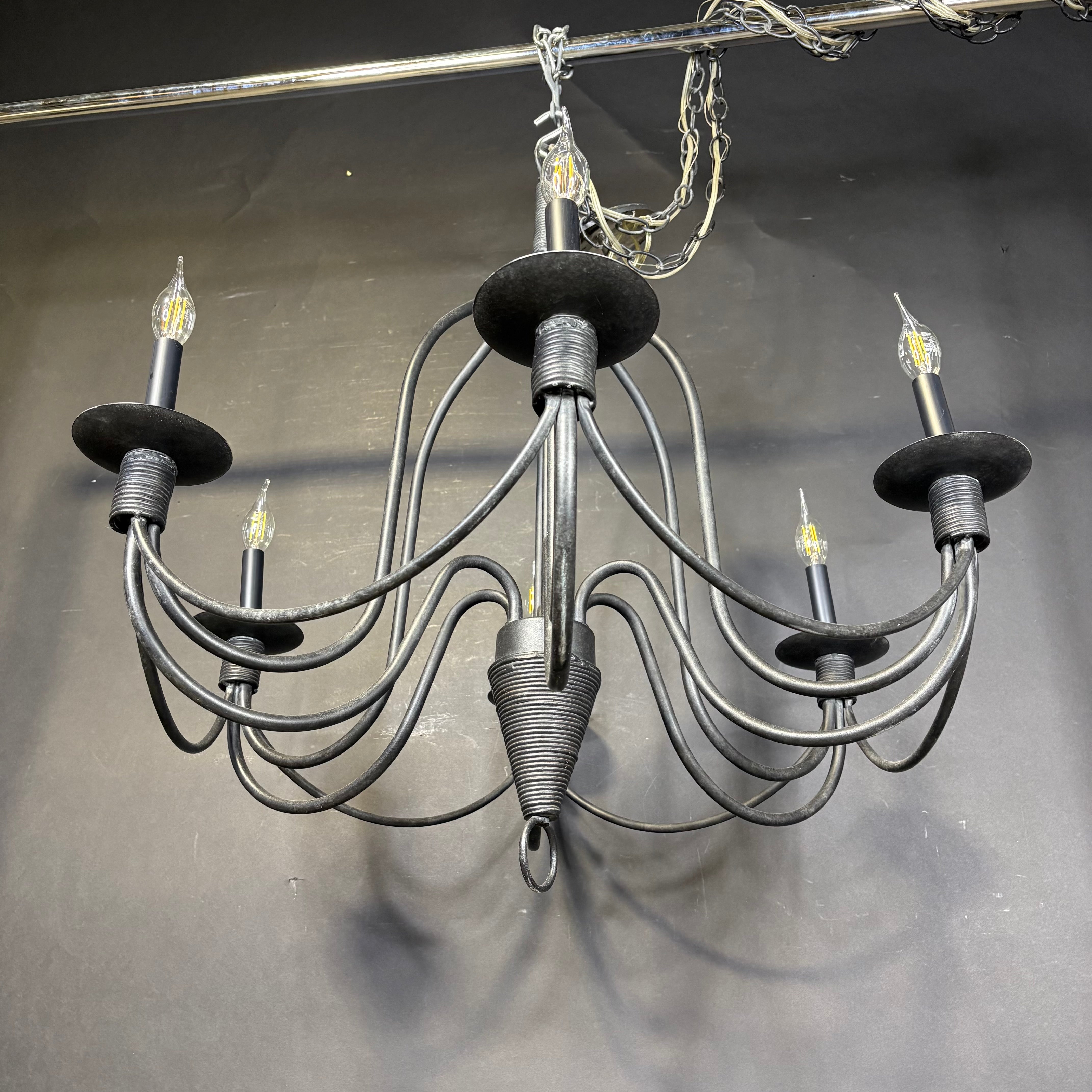 Nordic 6-Light Black Painted Bell Chandelier 33” Diameter x 33” - 160”