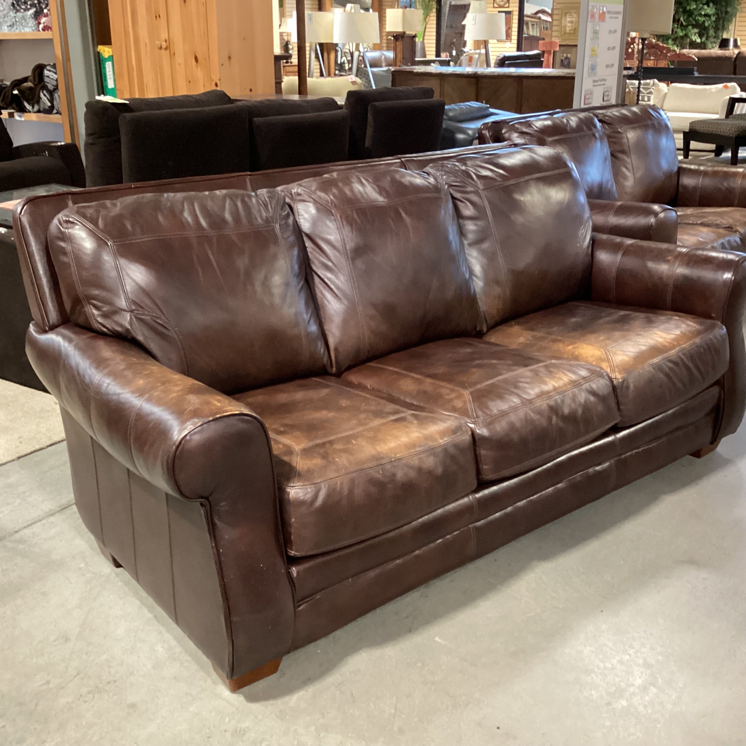 Brown Leather Sofa 84"x 36"x 37"