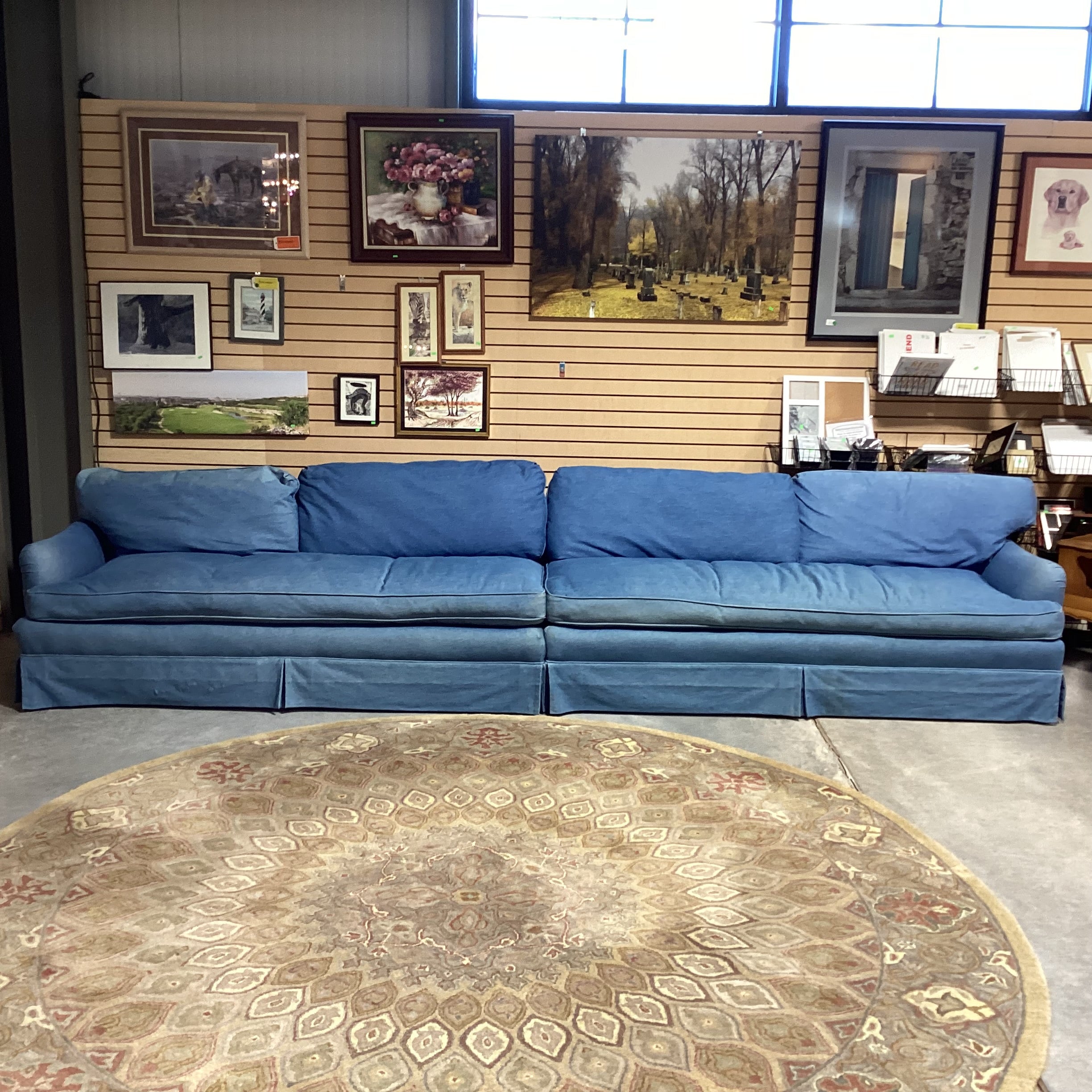 Custom Denim Down Mix 2 Piece Sectional 163"x 36"x 30"