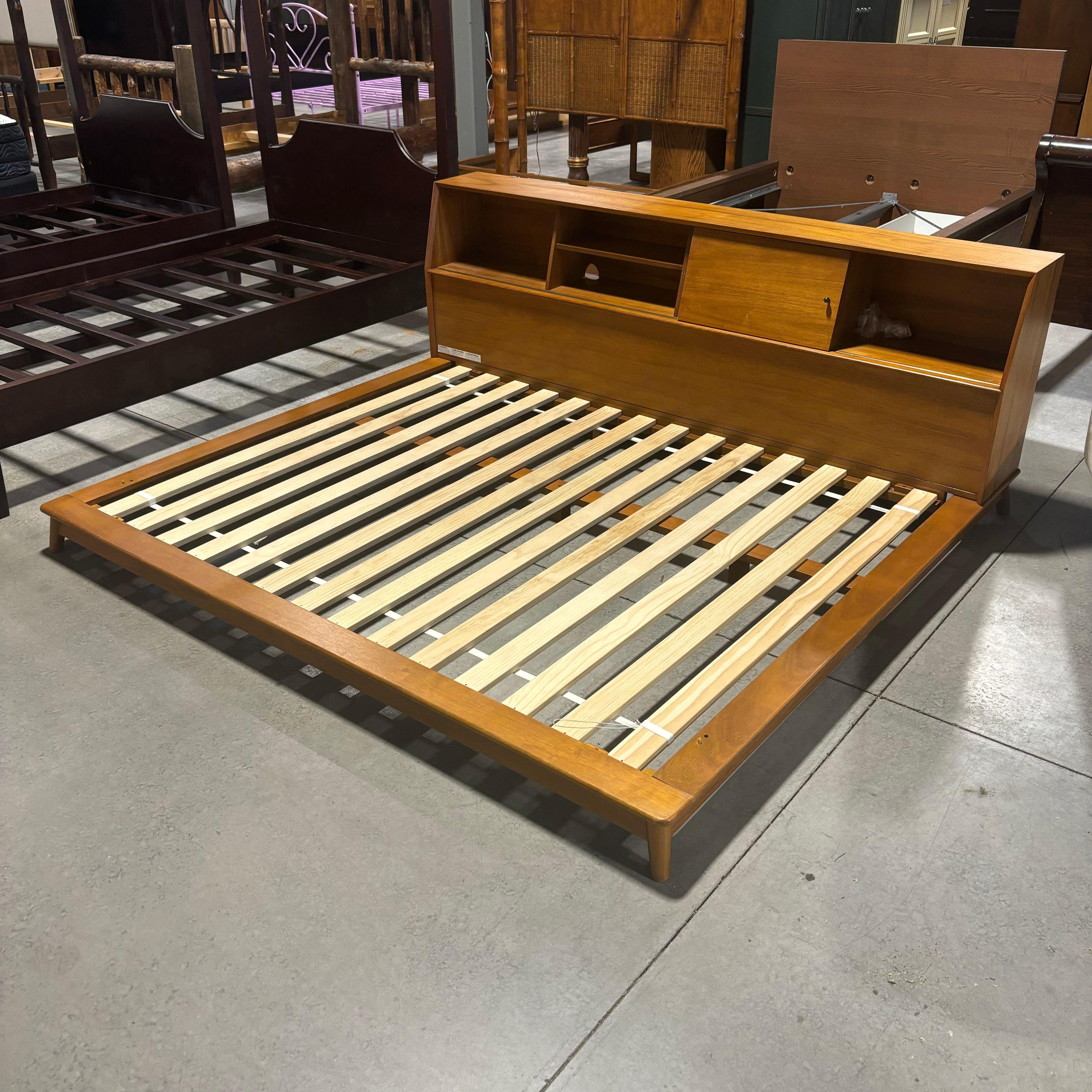 QUEEN William Sonoma Light Finish Wood with Storage Cubbies Day Bed 82"x 74"x 30"