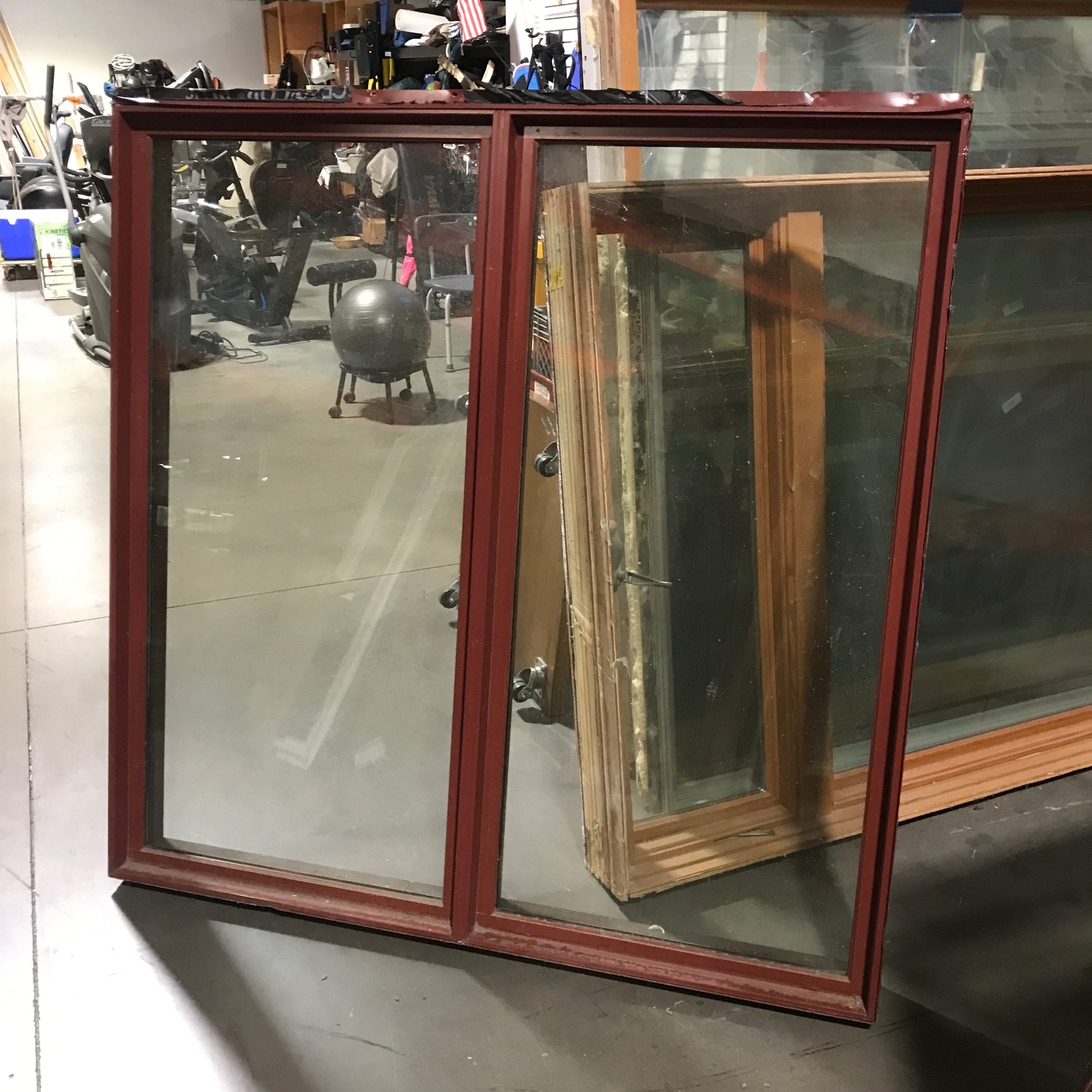 59"x 59"x 4" Cranberry Metal Clad 2 Panel FIXED Exterior Window