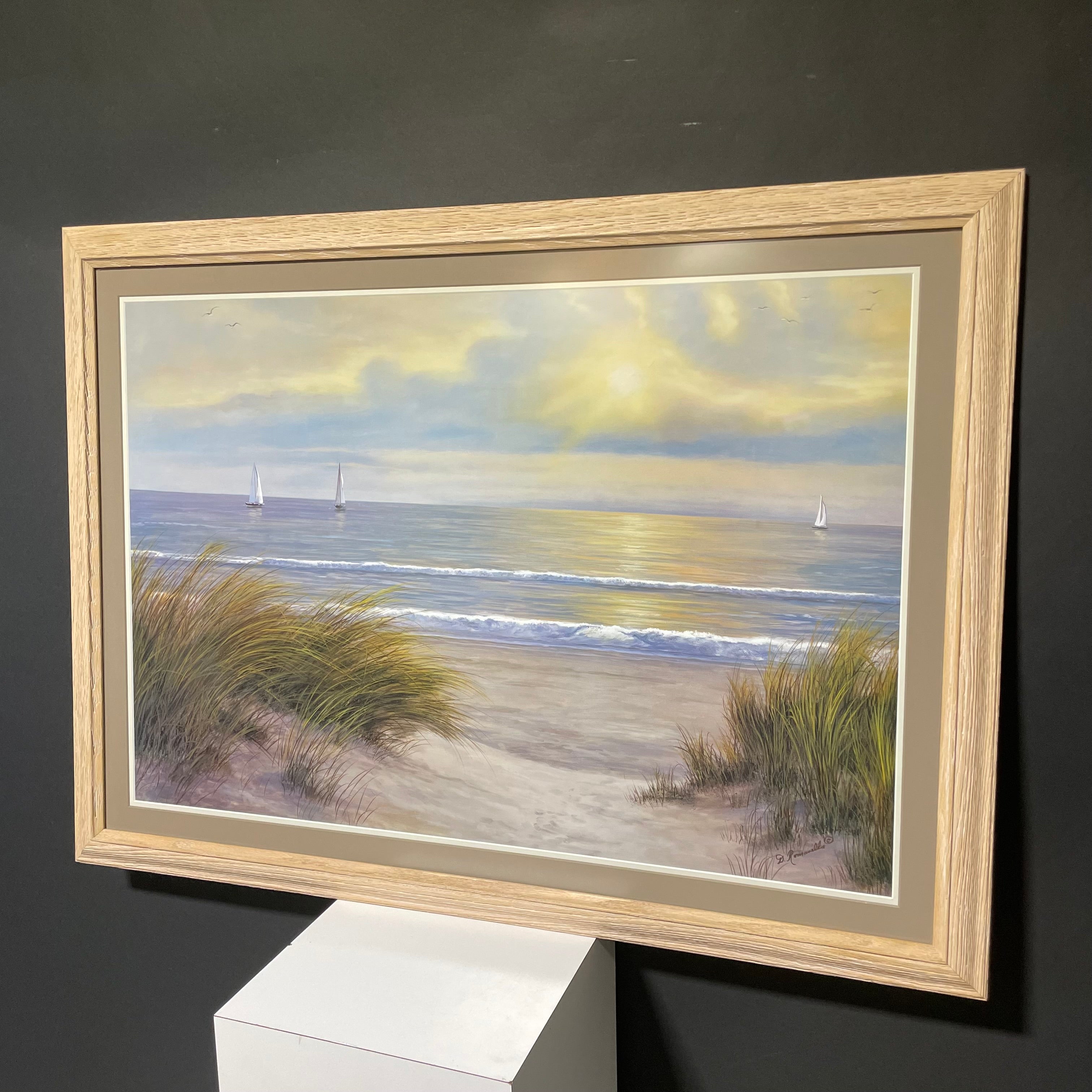 Diane Romanello "Gentle Breeze" Art Print In Light Wood Frame 41 1/2" x 30 1/2"