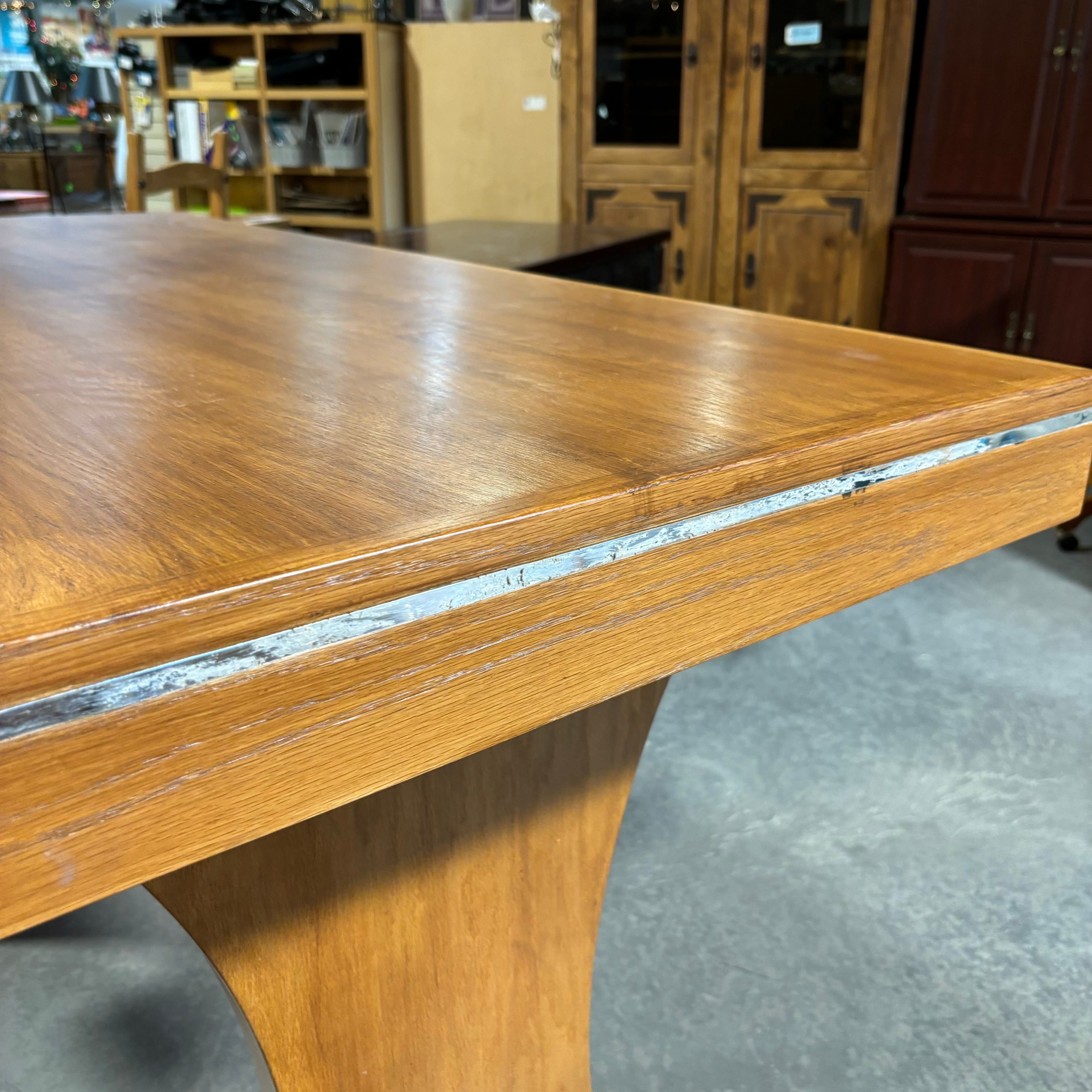 Medium Finish Wood with Trestle & Chrome Accent Desk 60"x 30"x 39"