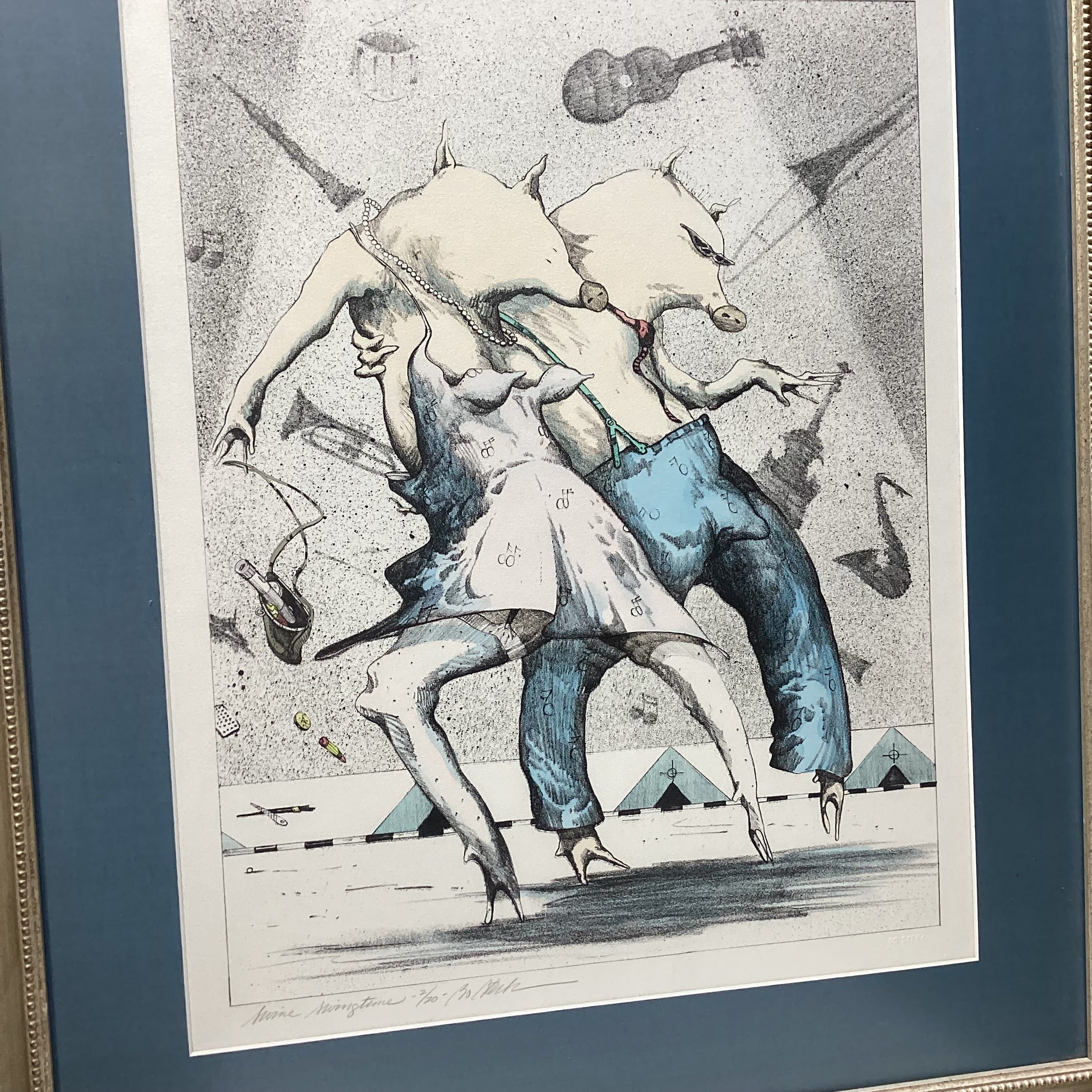 Bo (Robert) Sterk Signed "Swine Swingtime" Limited Edition Framed Print 26" x 30.5"
