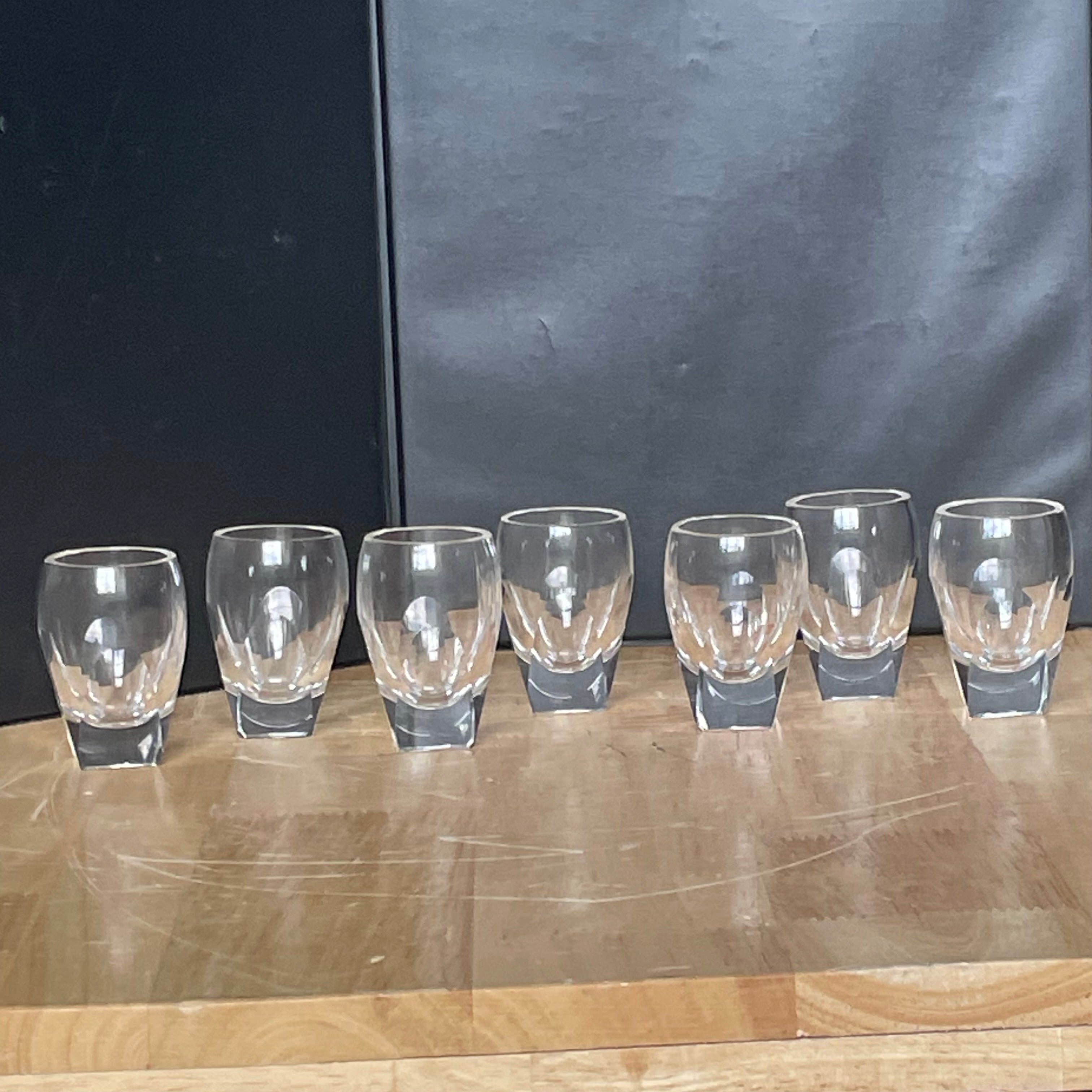 Set of 7 Moser- Rudolph Eschler-Style Crystal Small Shot Glasses, 2.25" Each