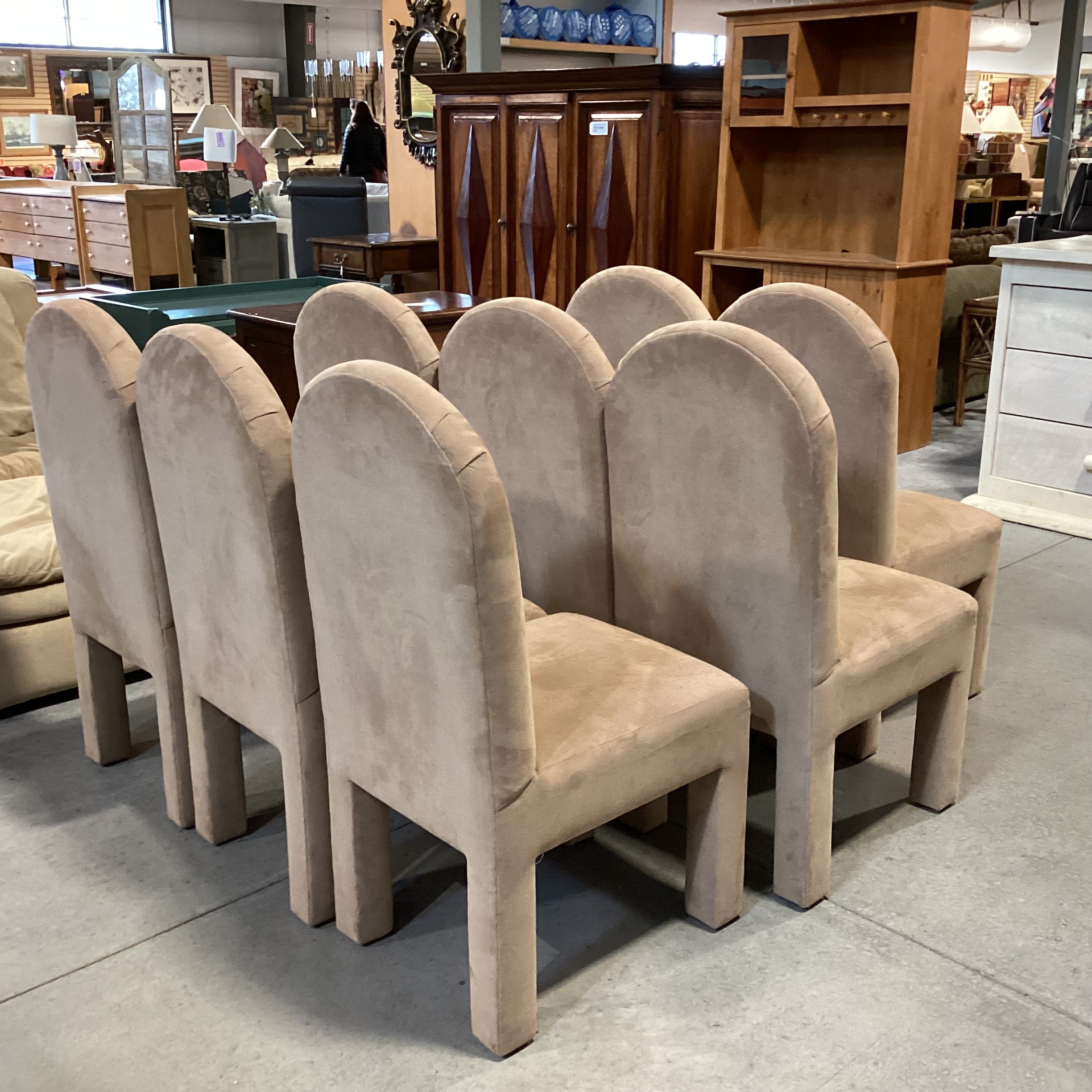 SET of 8 Tan Ultra Suede Dining Chairs 18"x 24"x 41"
