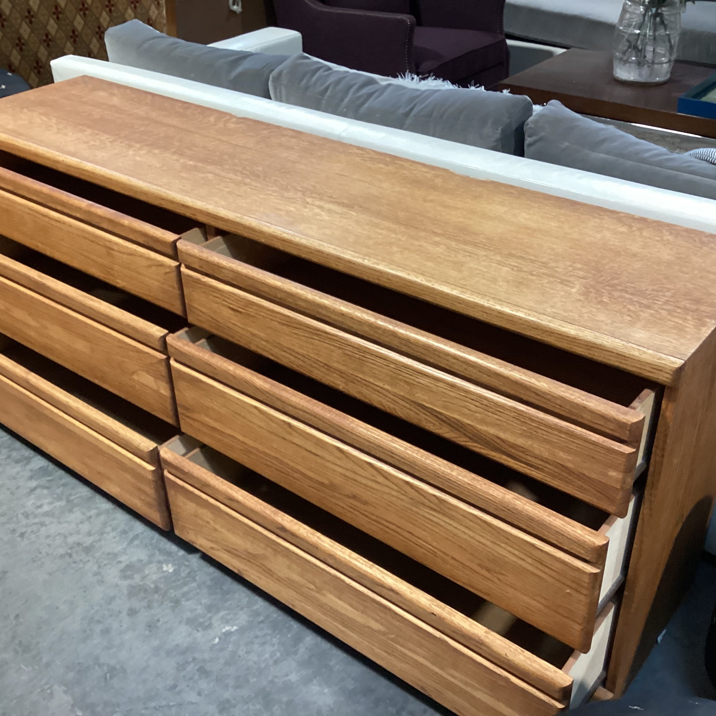 Wambold Furniture Oak & Veneer 6 Drawer Dresser 71.5"x 16"x 30"