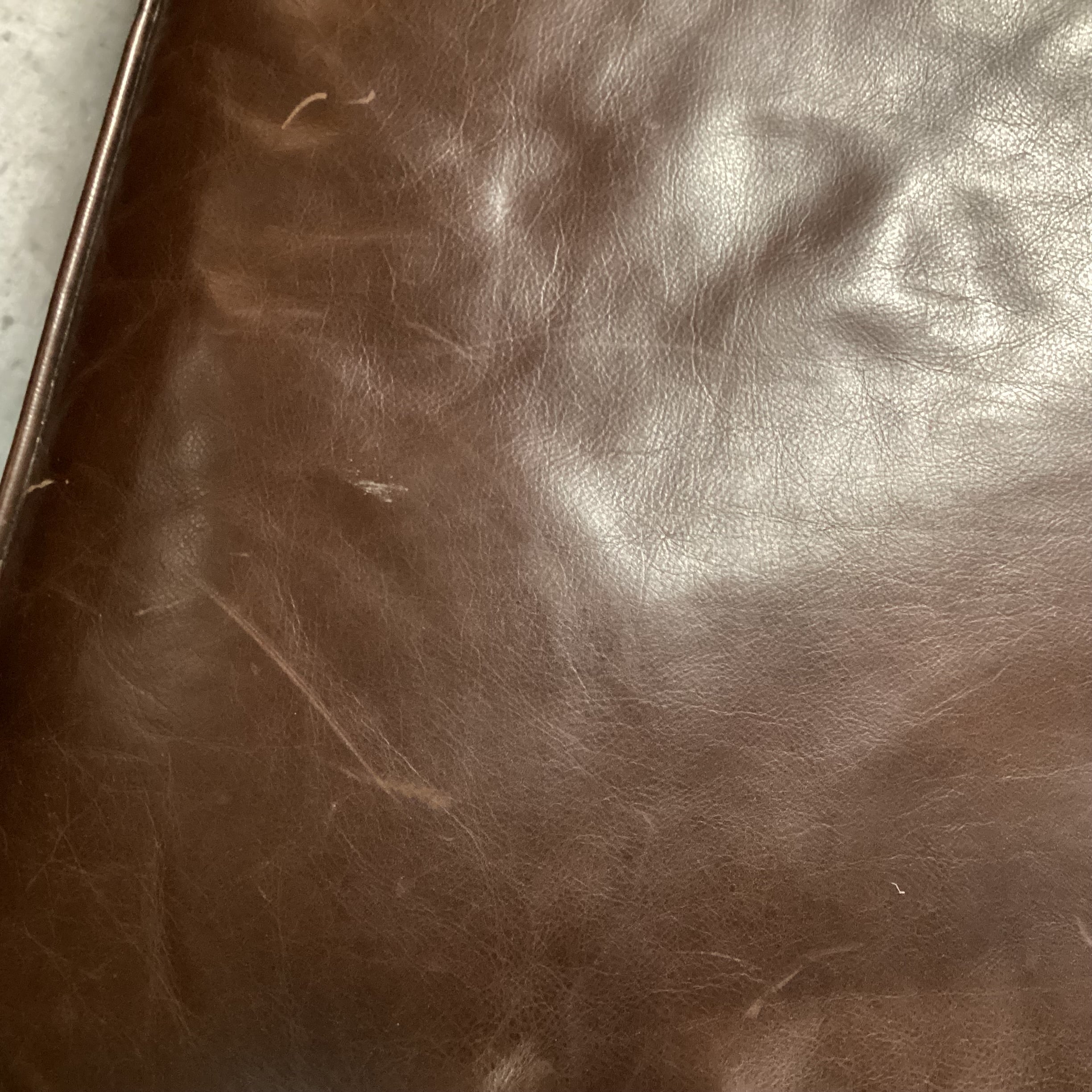 Brown Leather Square Ottoman 42"x 42"x 19"