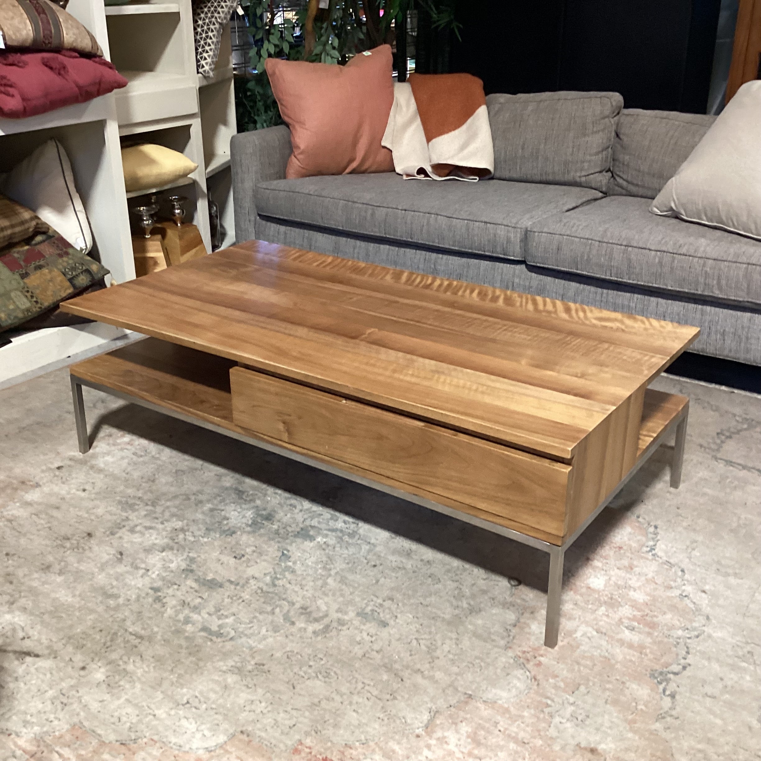 Gingko Furniture Mid Century Style Natural Walnut Soho Coffee Table 54"x 28"x 17"
