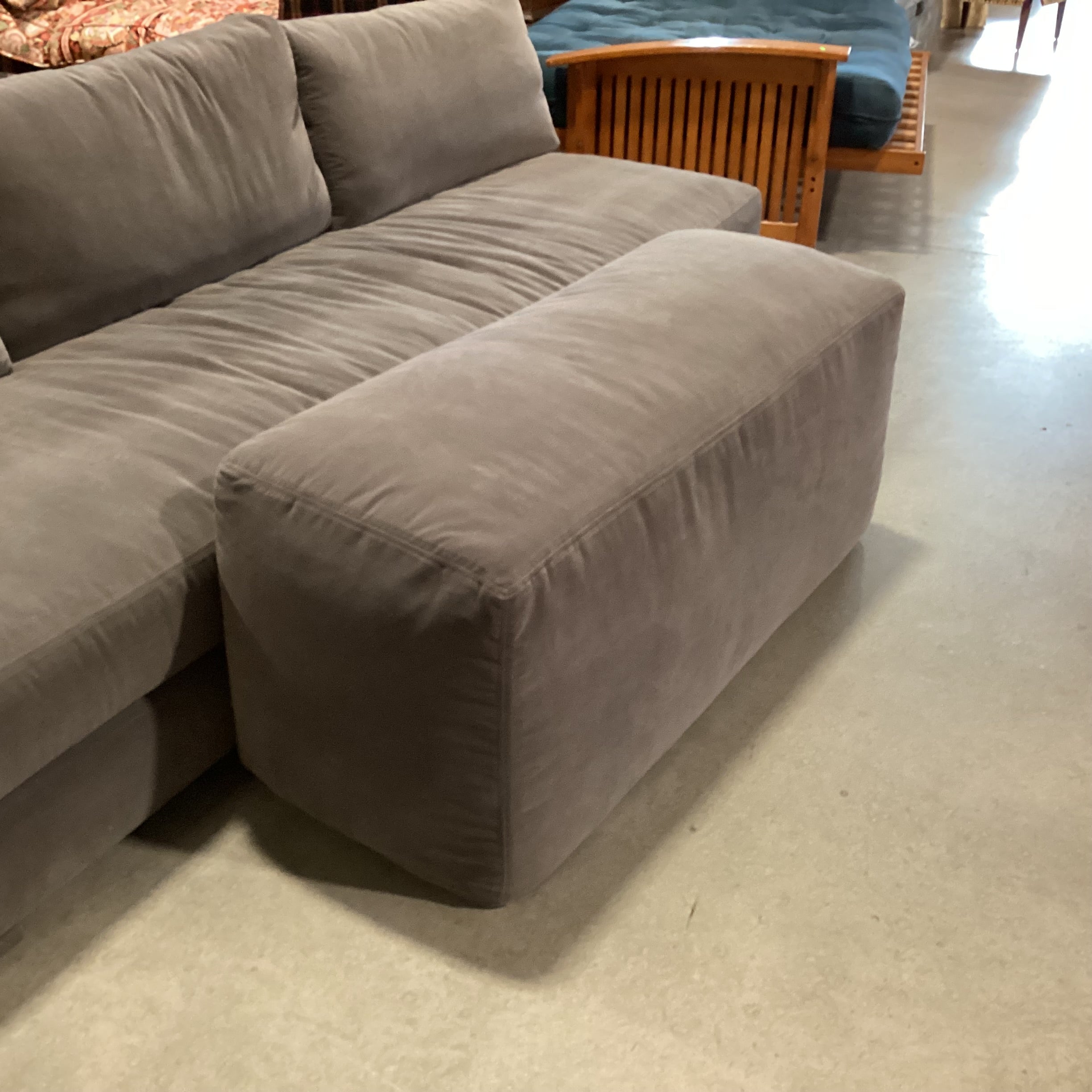 Verellen Grey Velvet & Down Mix Modern Bench Ottoman 50"x 19"x 23"