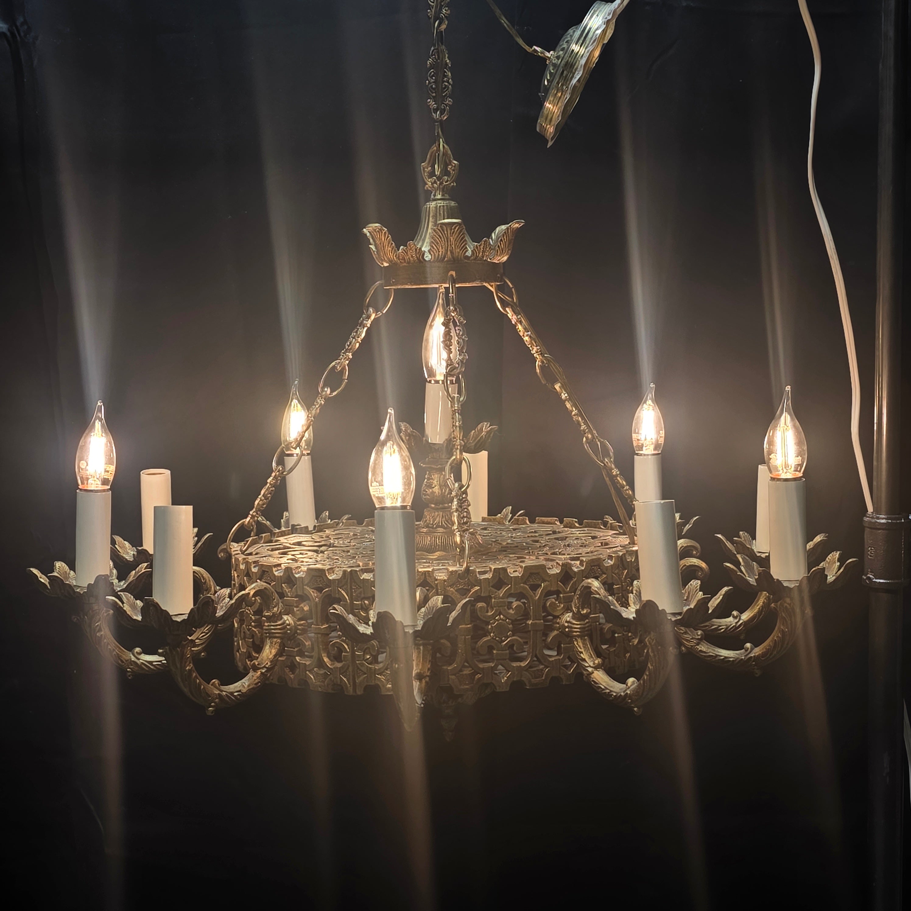 Mid Century Ornate French Tiered Chandelier 31"x18.5"