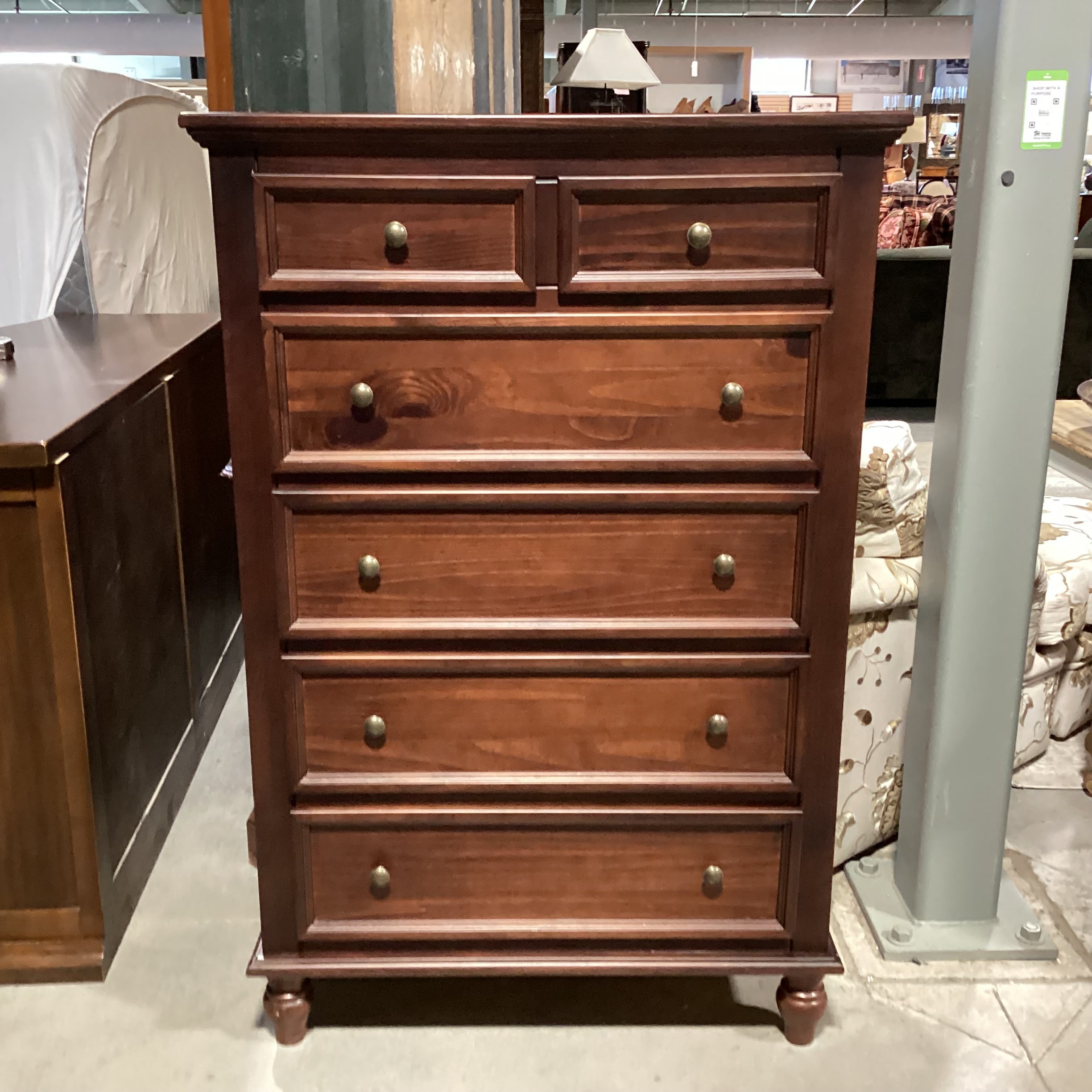Ballard Designs Made in Brazil Dark Finish Wood 6 Drawer Chest 36.5"x 18"x 56"
