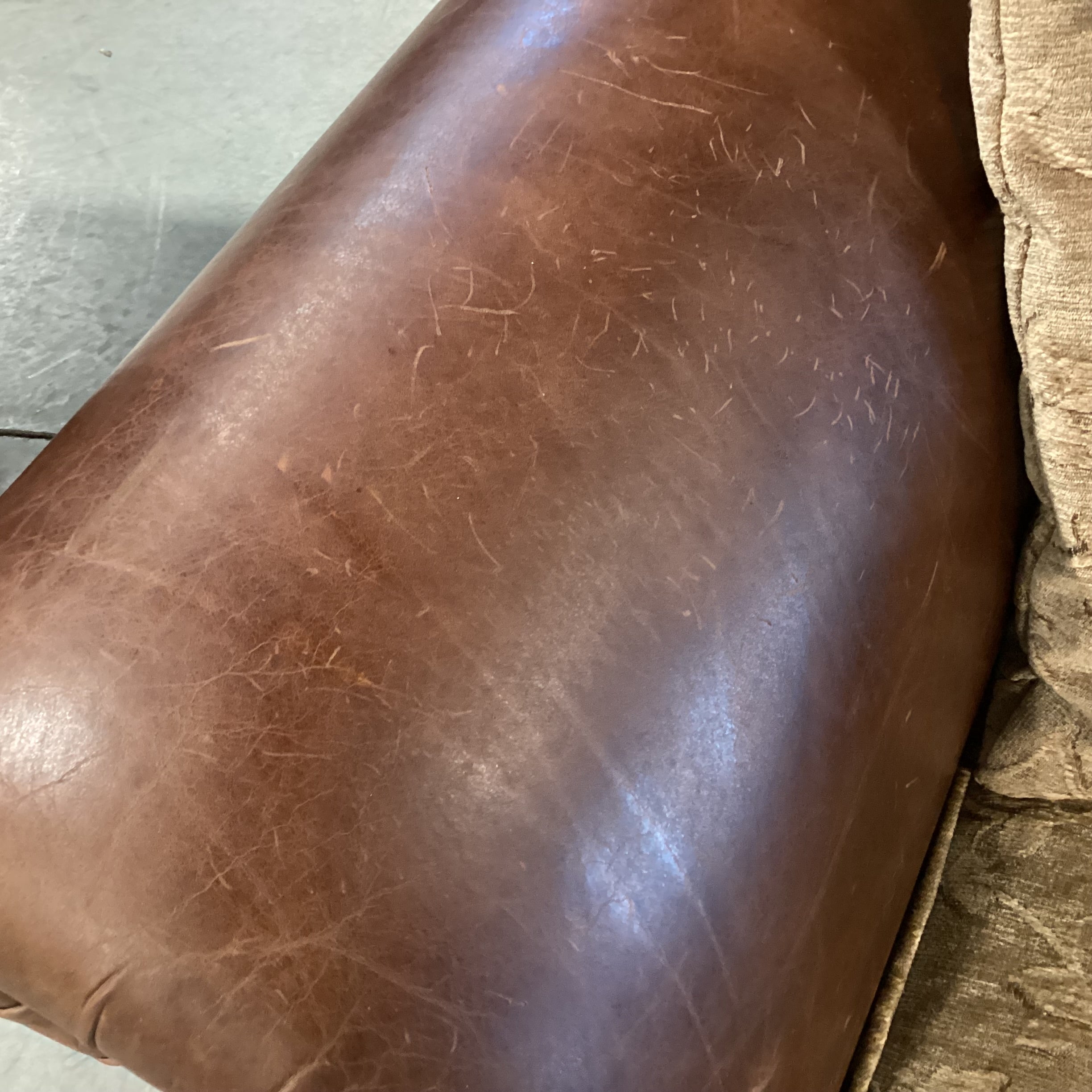 Tan Leaf Vine Design Upholstery & Leather Love Seat Sofa 74"x 37"x 32"